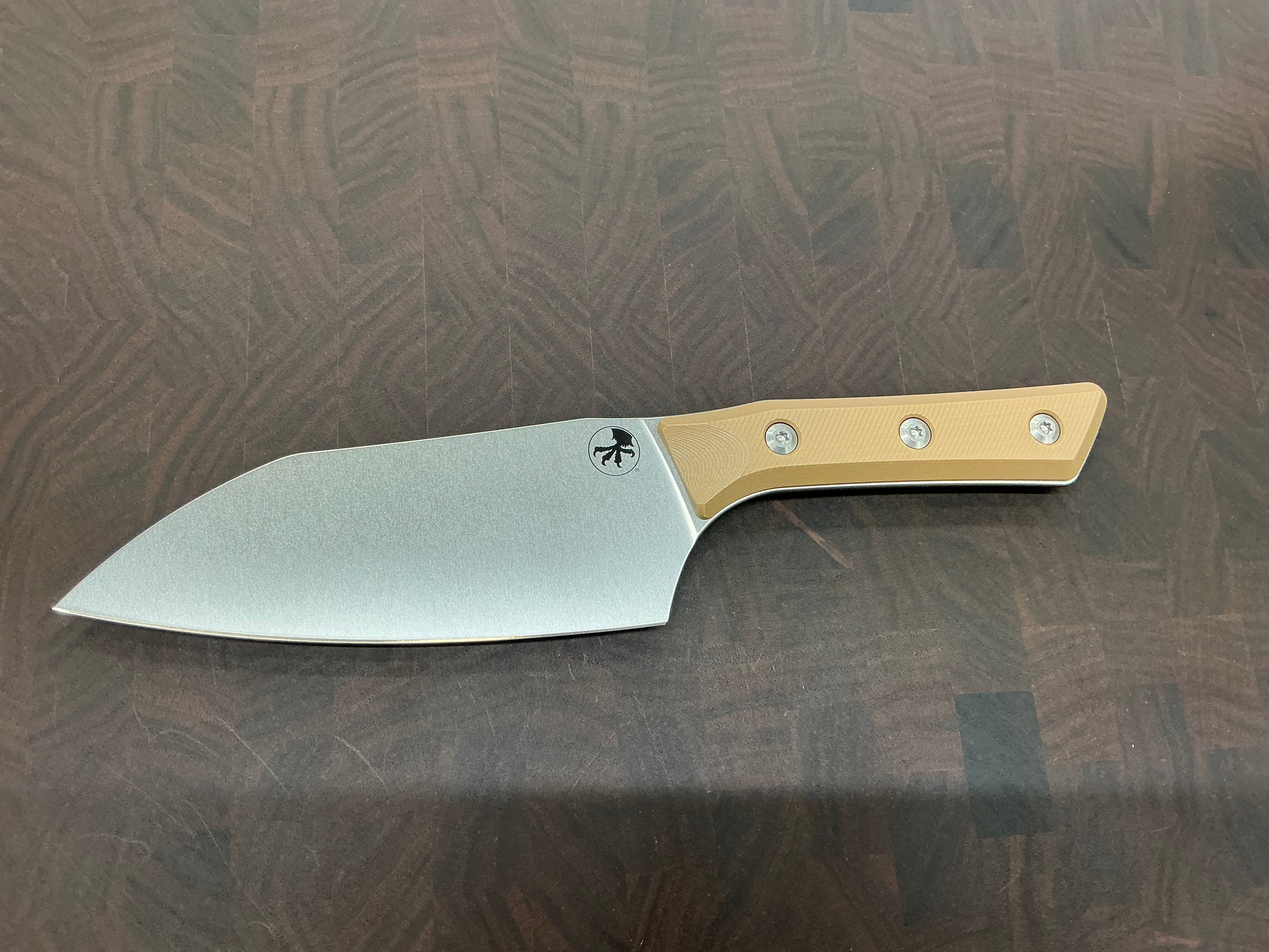 Microtech 6” Santoku M390 Tan G-10 – Serenity Knives Houston