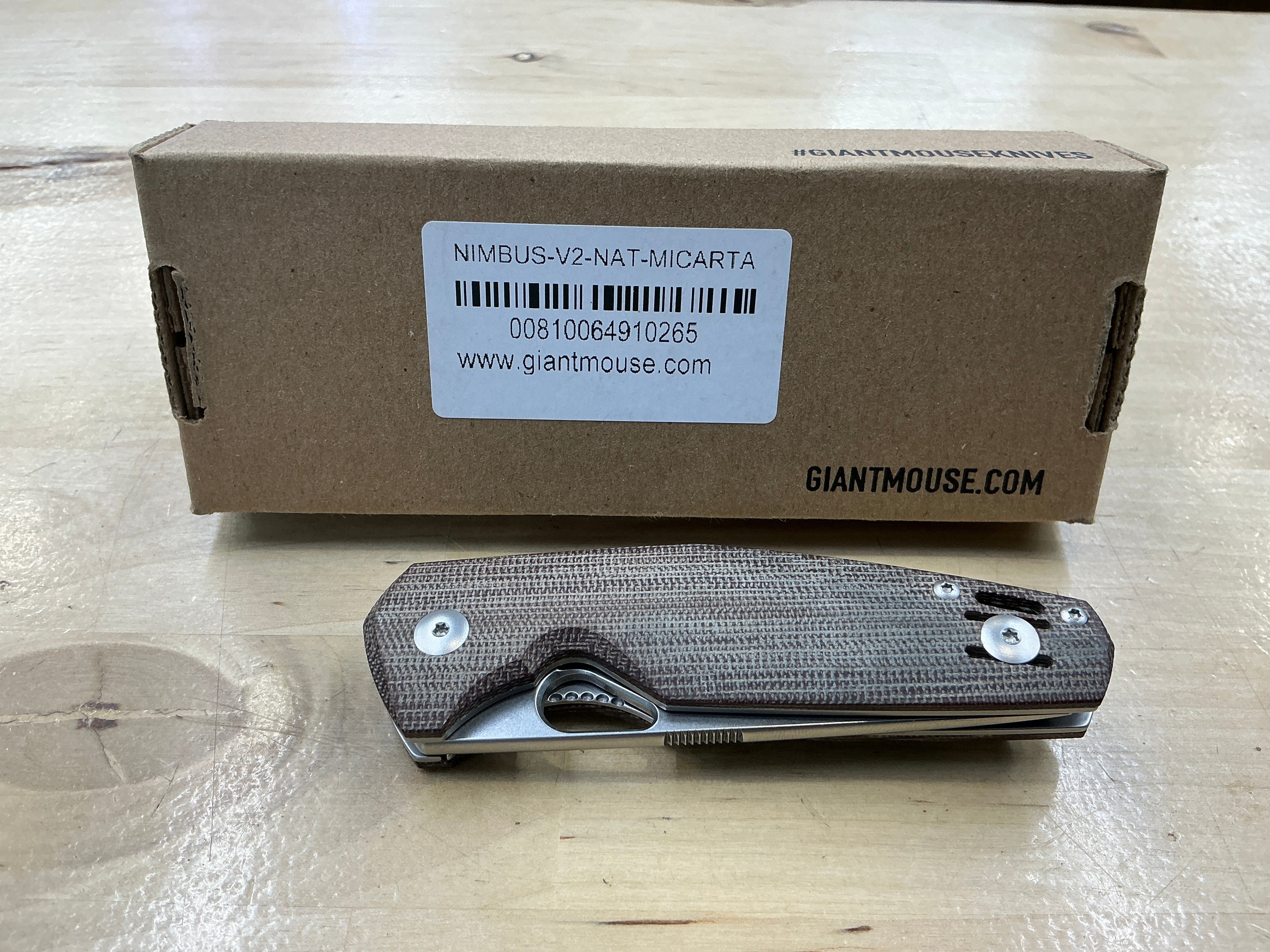 Giant Mouse Ace Nimbus V2 Natural Micarta ELMAX