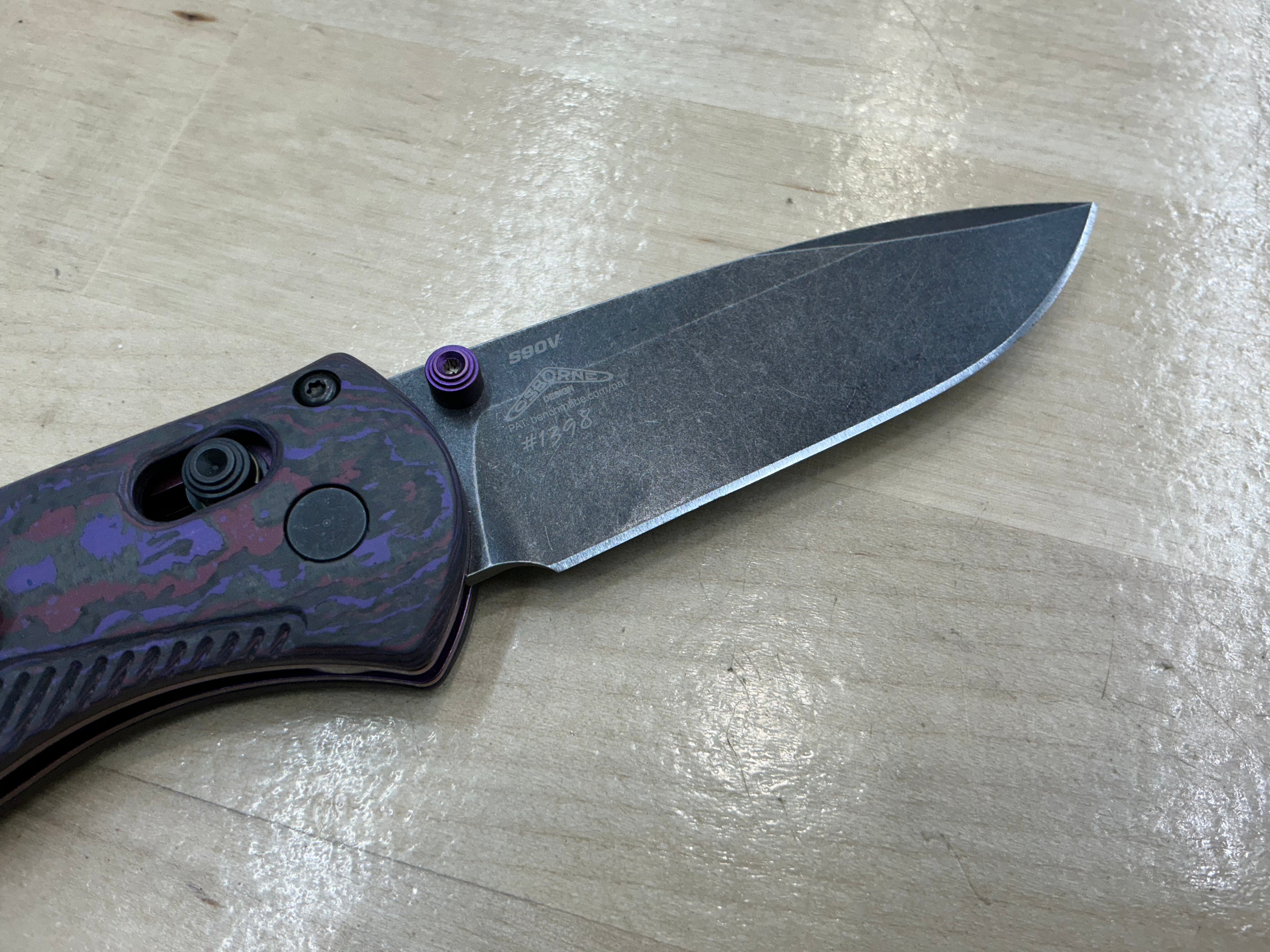 Benchmade Gold Class Mini Barrage  CPM-S90V Purple Haze FatCarbon 585BK-251