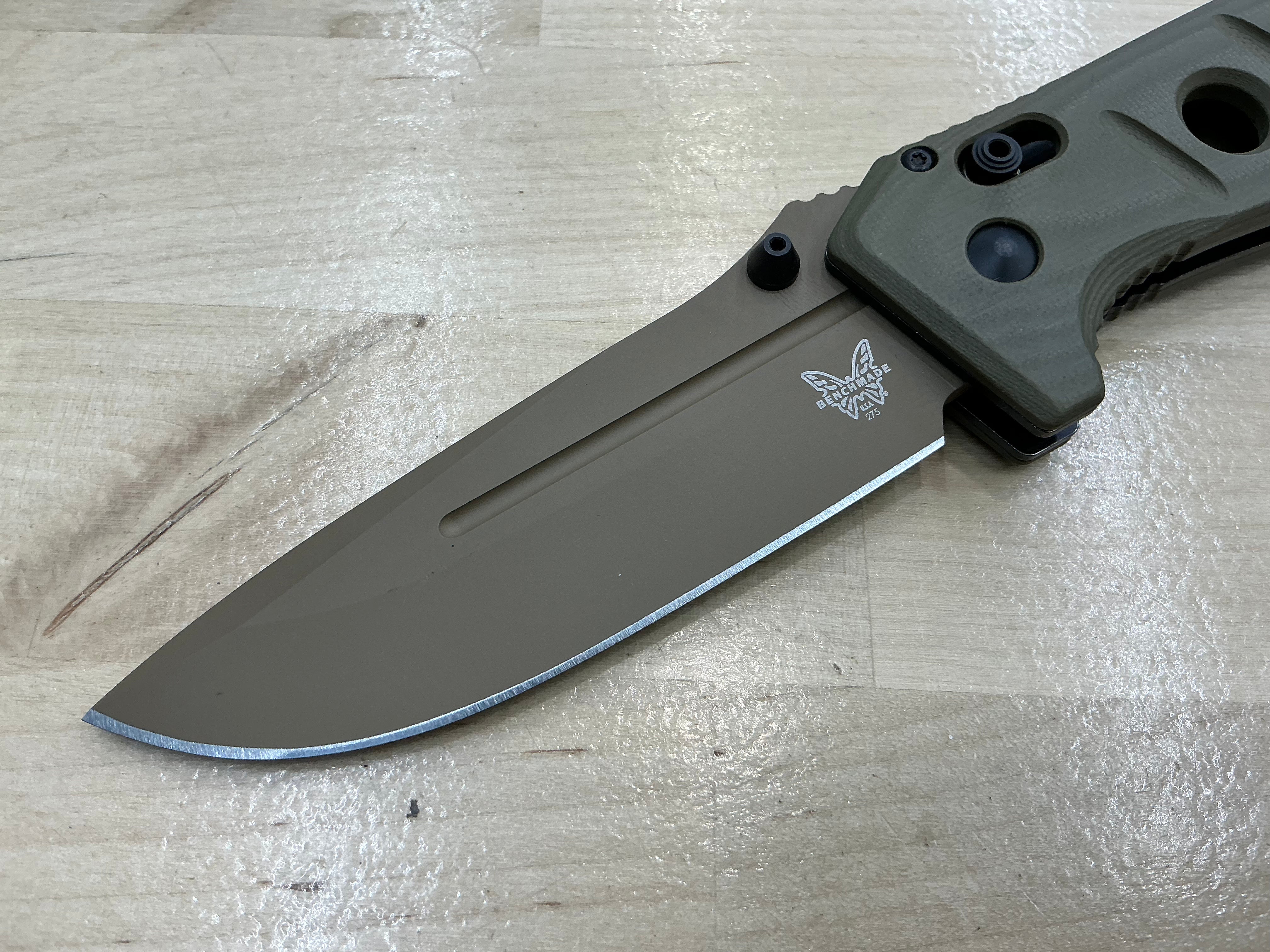 Benchmade Adamas Olive G-10 Flat Earth Cerakote with CPM-CruWear 275FE-2