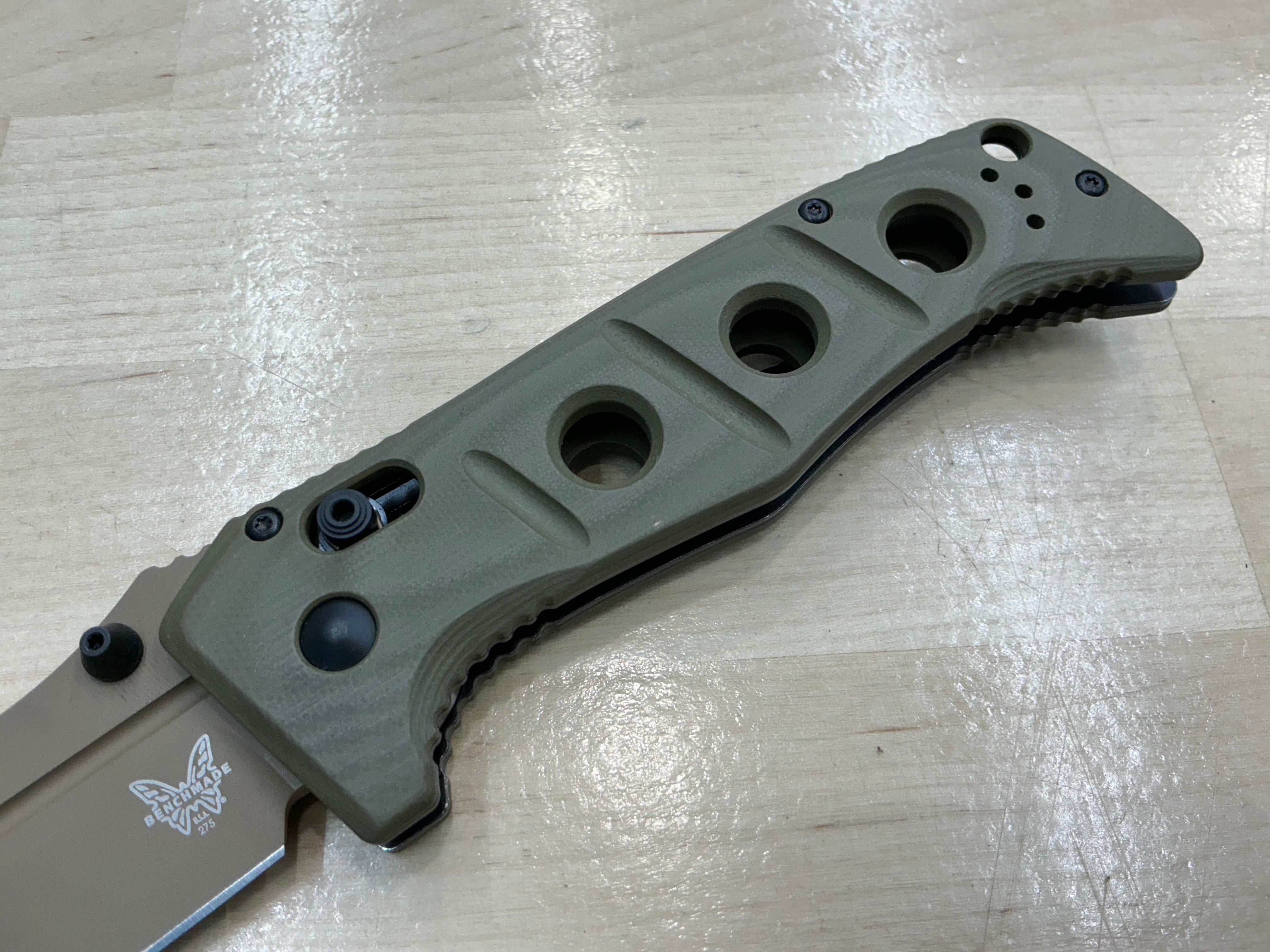 Benchmade Adamas Olive G-10 Flat Earth Cerakote with CPM-CruWear 275FE-2