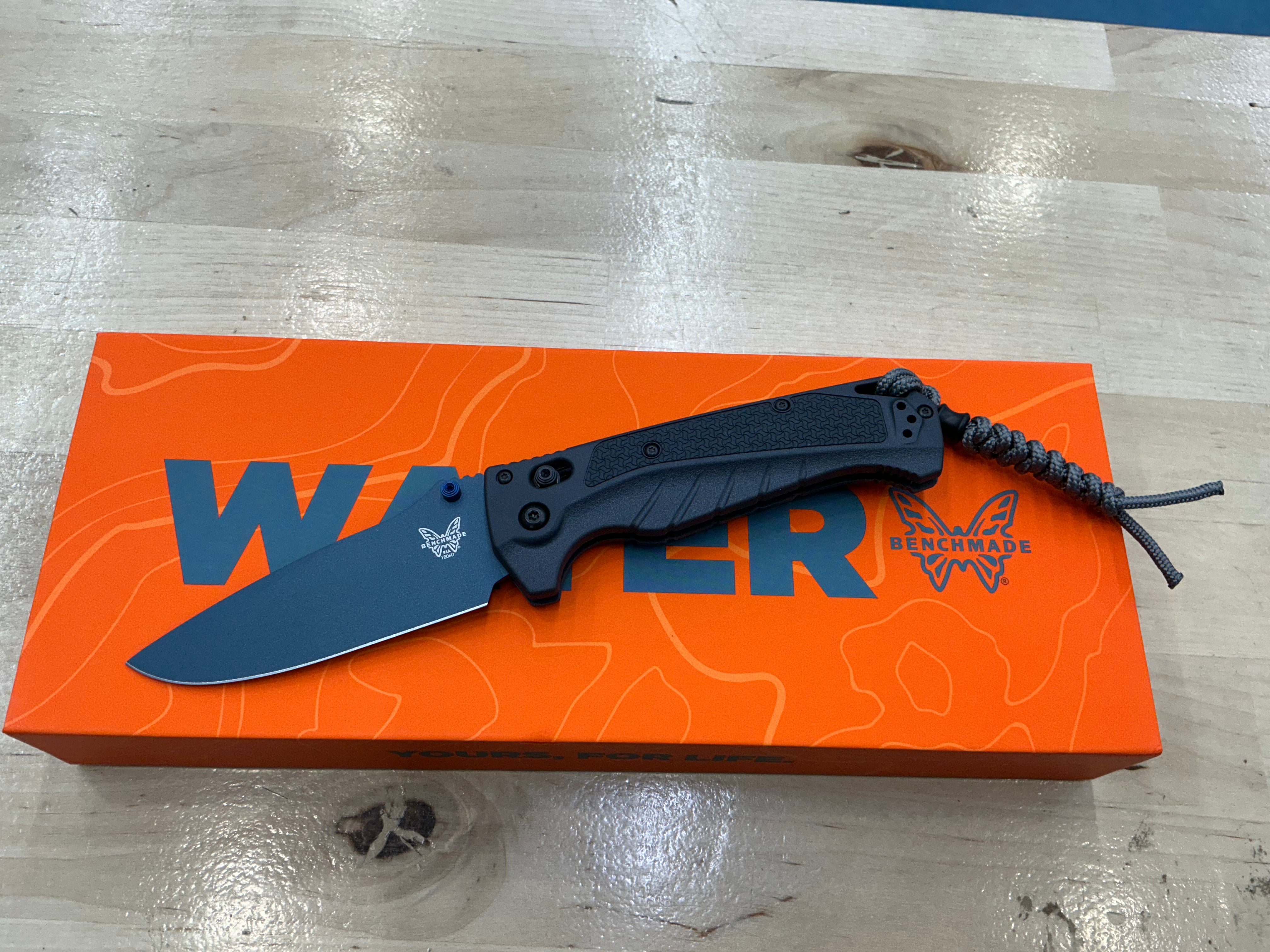 Benchmade Adira Tempest Gray Drop Point CPM MagnaCut Black Textured Polymer 18060BT-01