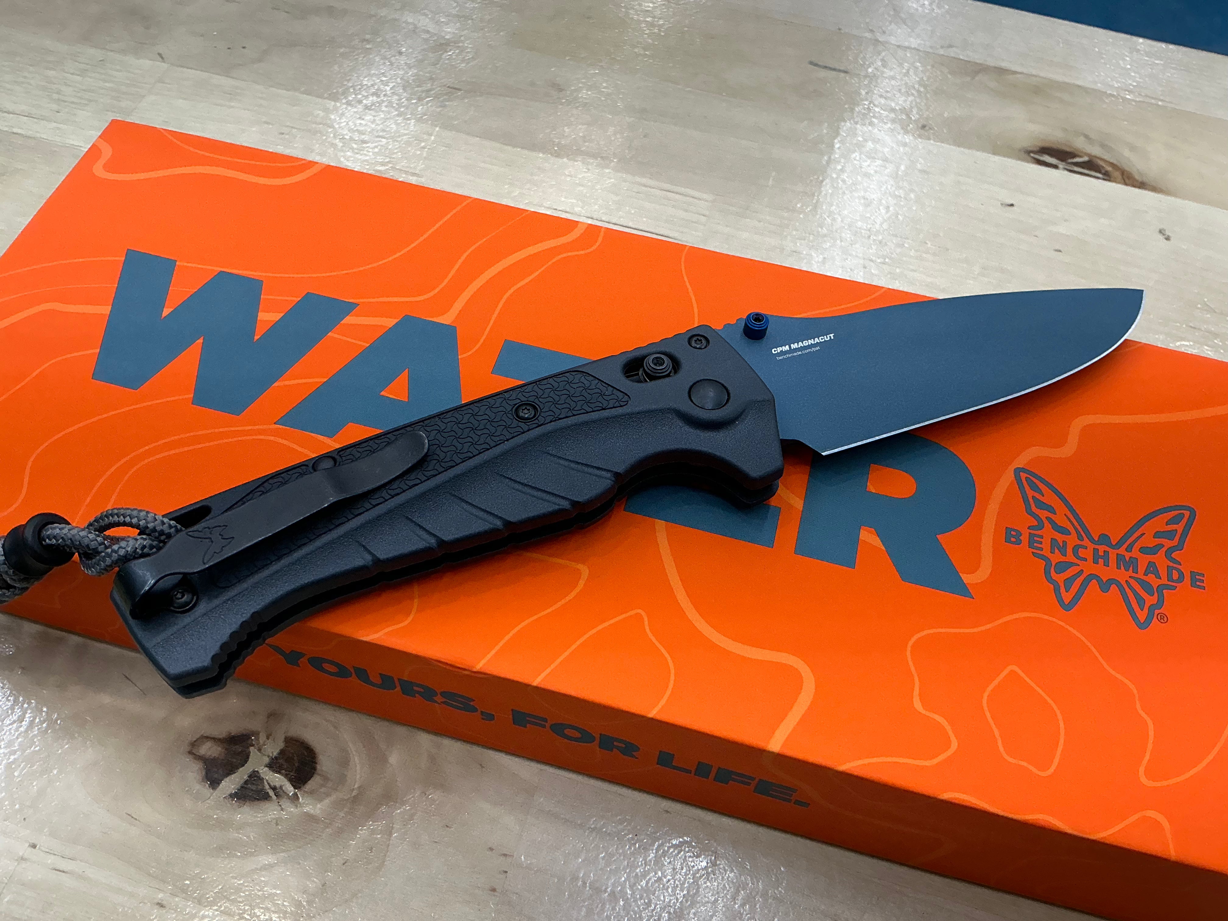 Benchmade Adira Tempest Gray Drop Point CPM MagnaCut Black Textured Polymer 18060BT-01