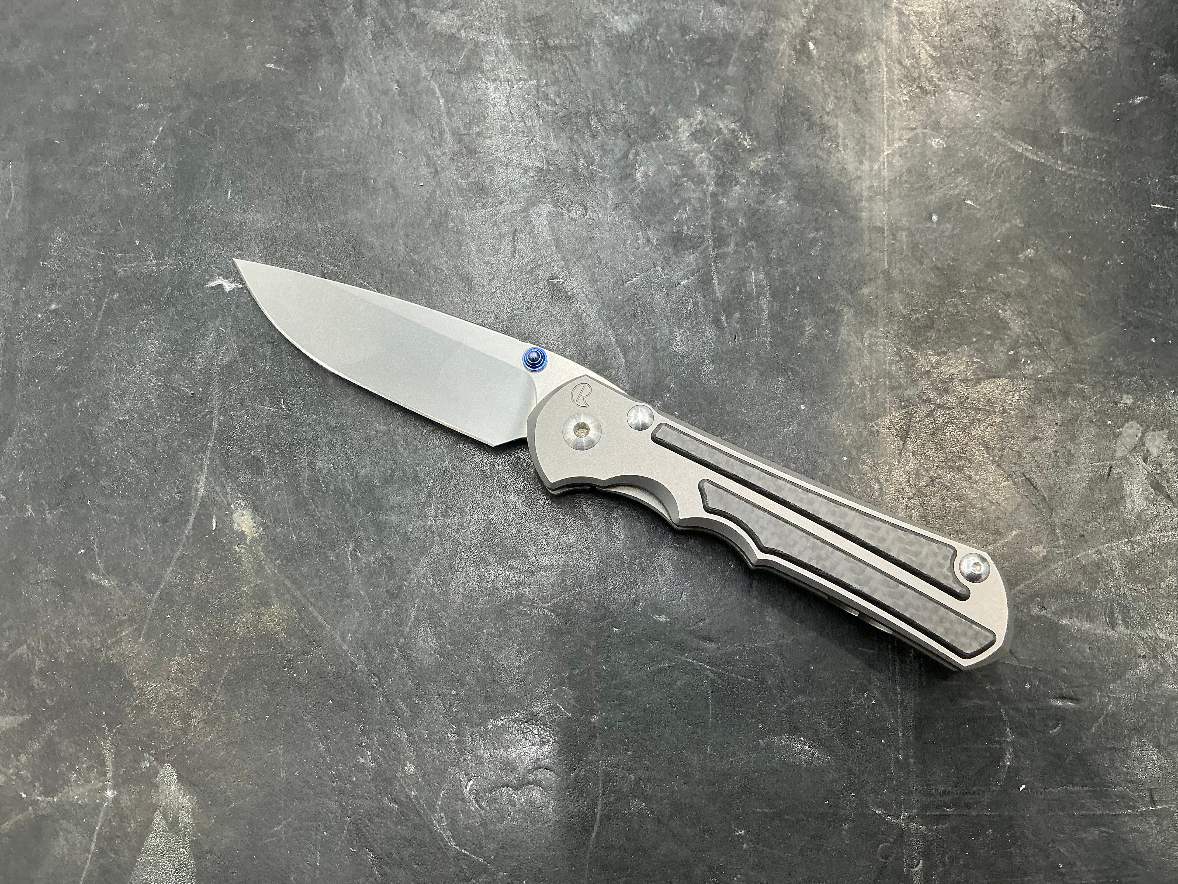 Chris Reeve Knives Large Inkosi Knife Carbon Fiber Inlays (3.5" Stonewash)
