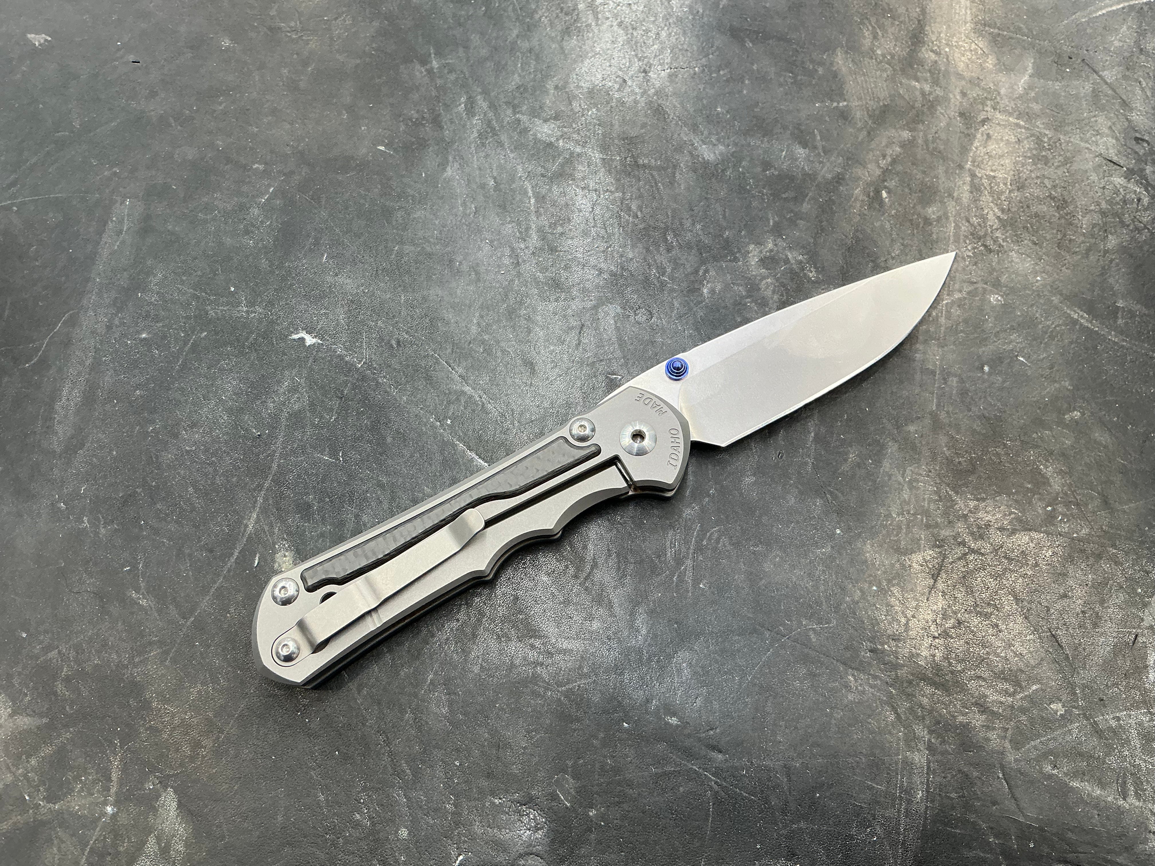 Chris Reeve Knives Large Inkosi Knife Carbon Fiber Inlays (3.5" Stonewash)