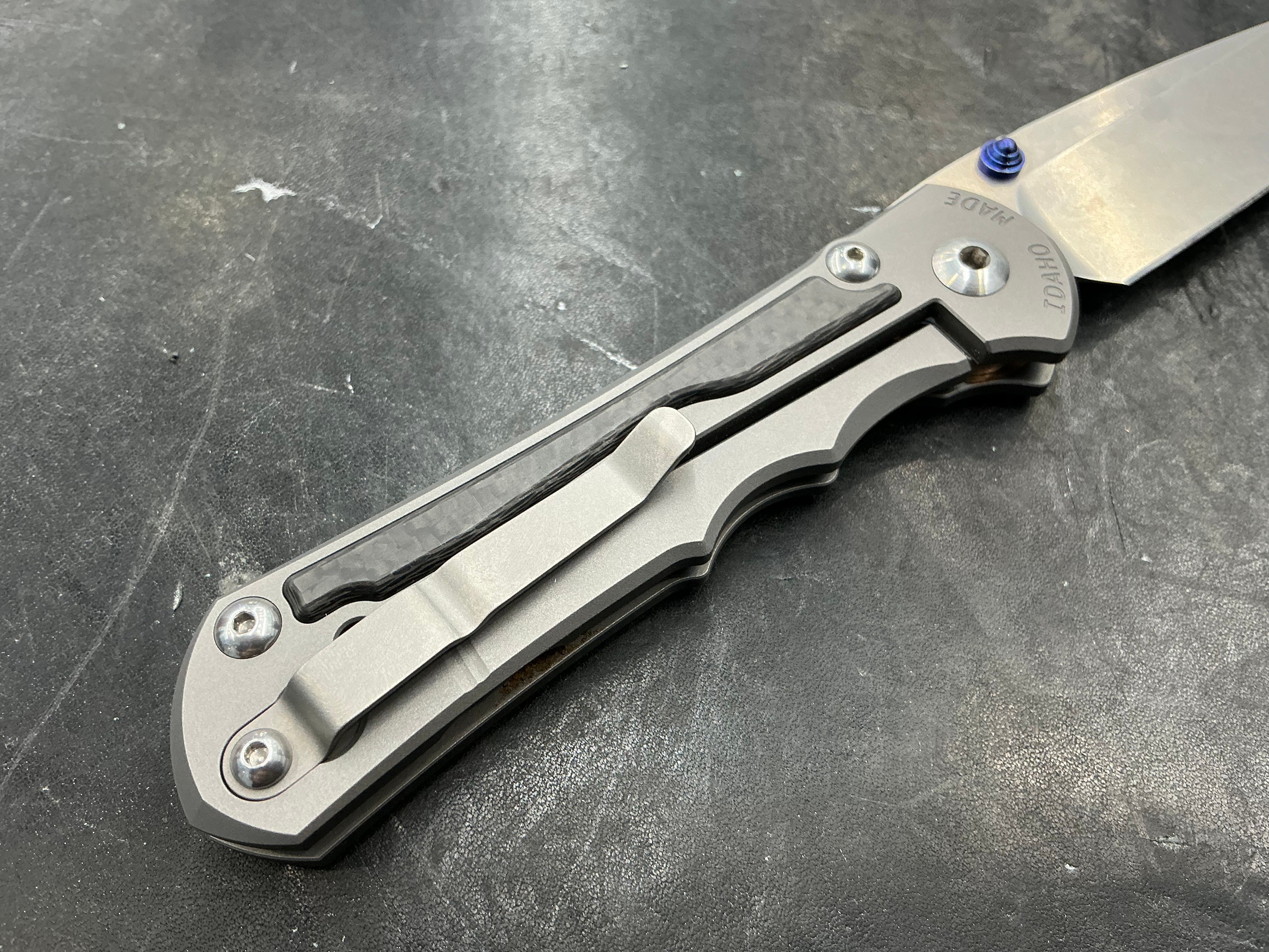Chris Reeve Knives Large Inkosi Knife Carbon Fiber Inlays (3.5" Stonewash)