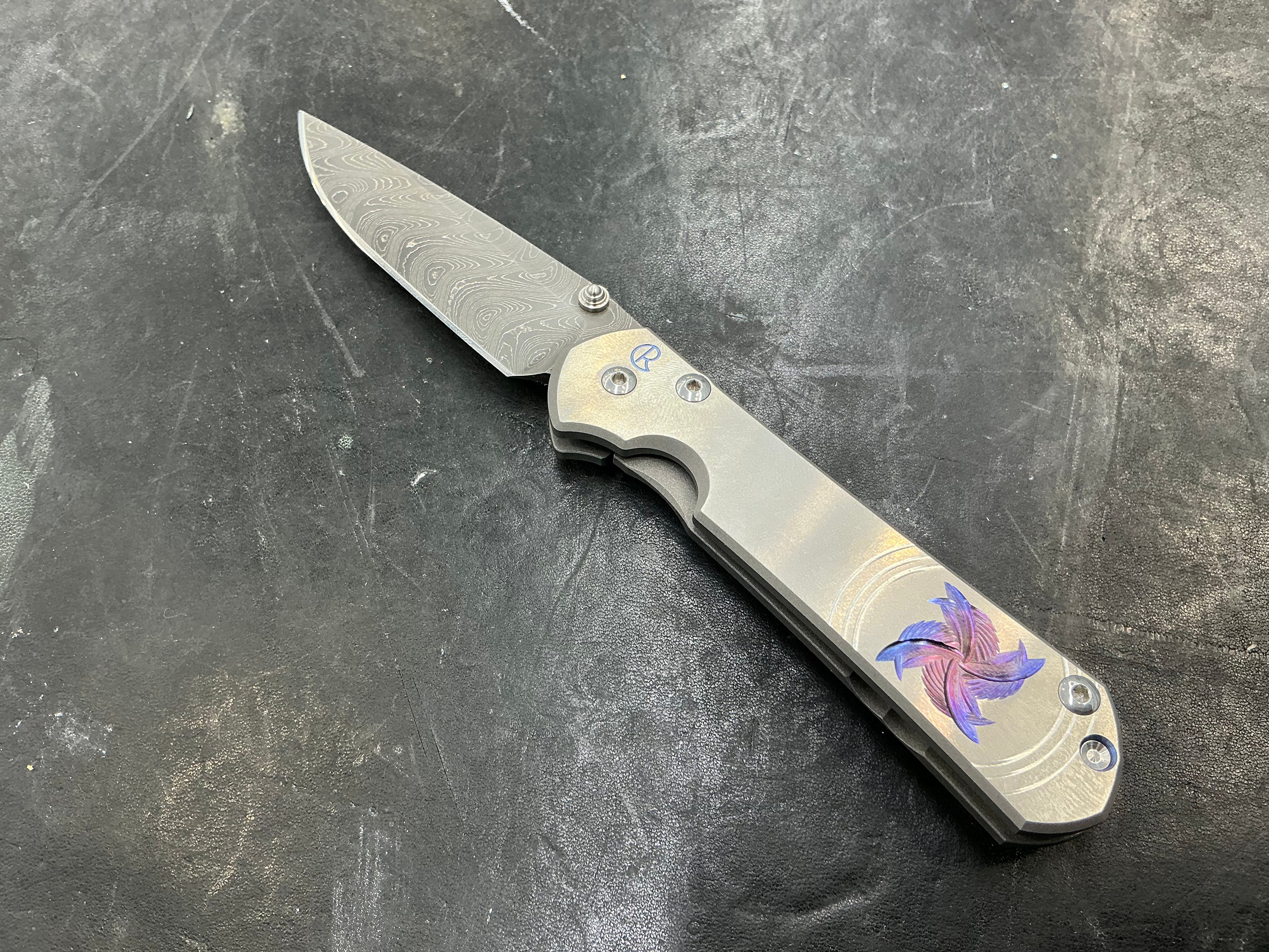Chris Reeve Small Sebenza 31 Drop Point  Boomerang Damascus Blade With Unique Designed  Handles