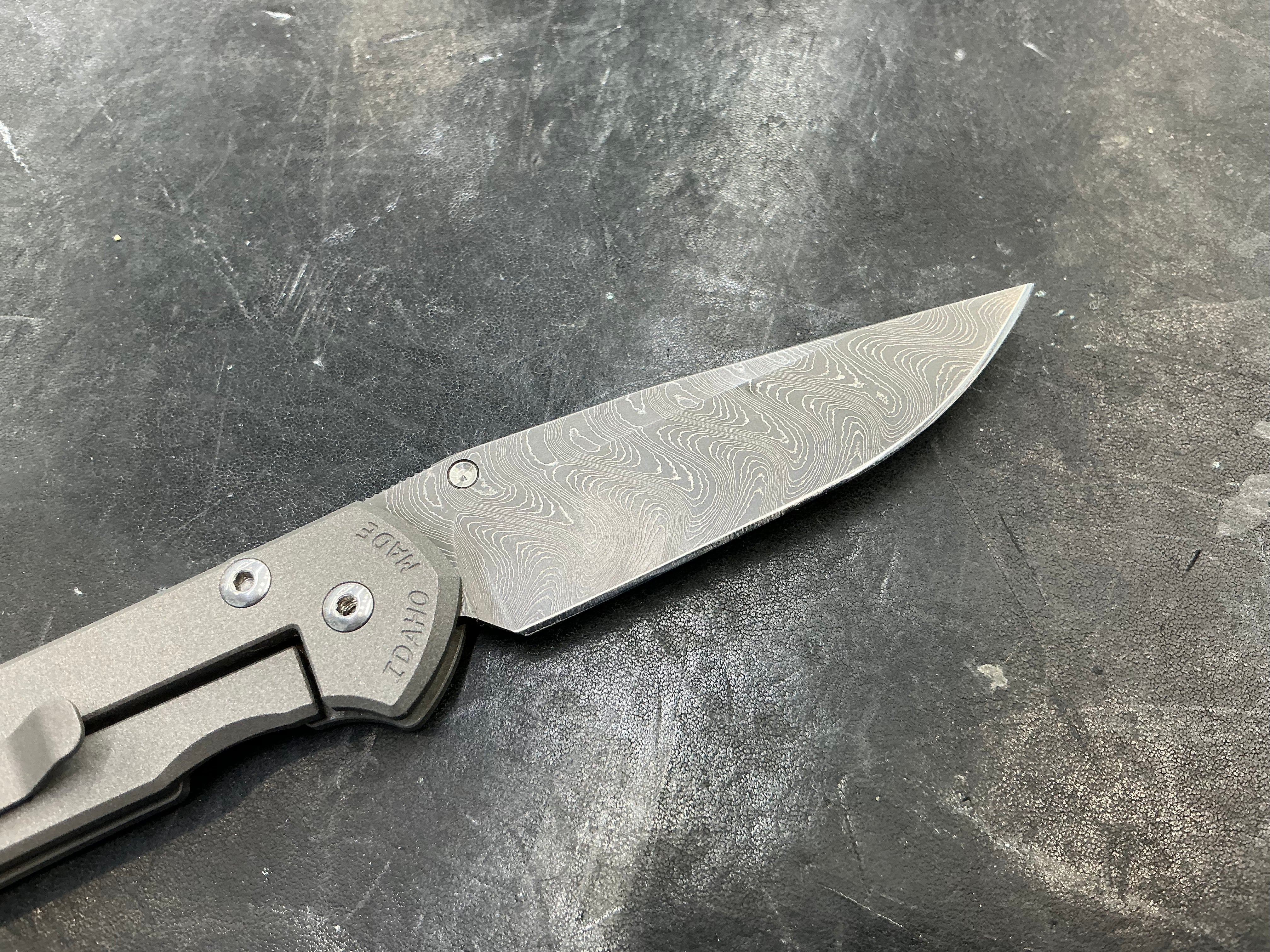 Chris Reeve Small Sebenza 31 Drop Point  Boomerang Damascus Blade With Unique Designed  Handles