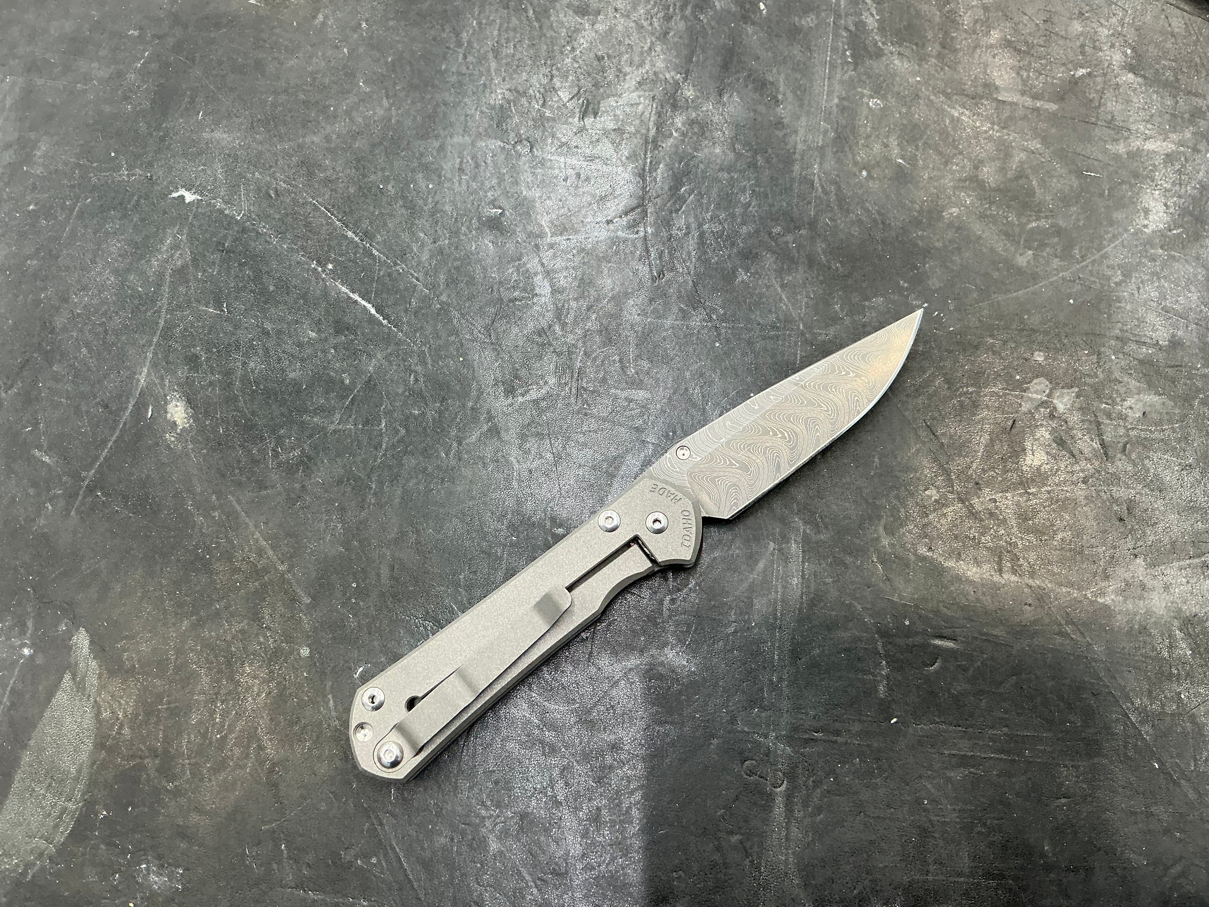 Chris Reeve Small Sebenza 31 Drop Point  Boomerang Damascus Blade With Unique Designed  Handles