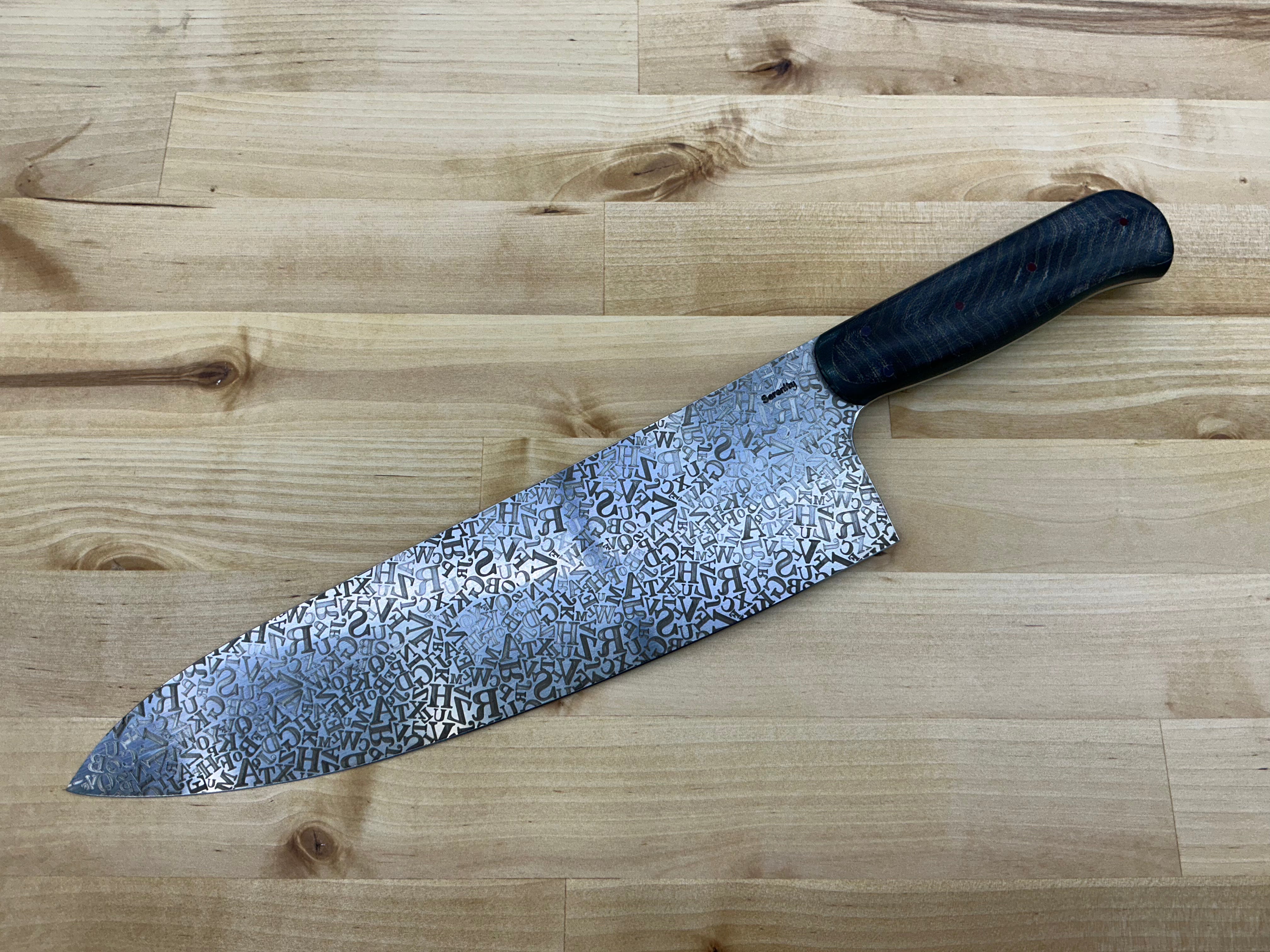 Gigantor Alphabet Soup Chef Knife - CPM154 - Micarta & G-10