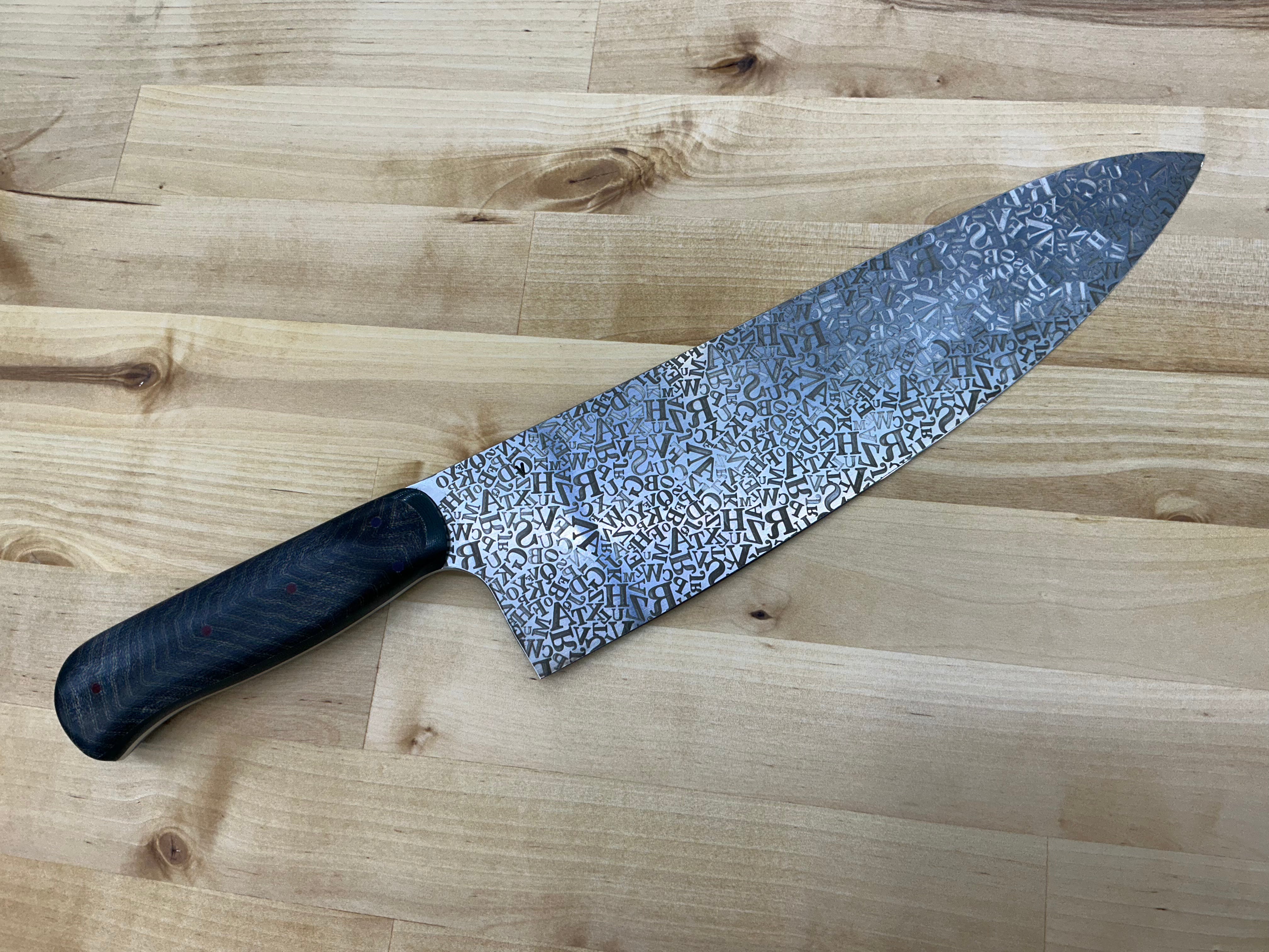 Gigantor Alphabet Soup Chef Knife - CPM154 - Micarta & G-10
