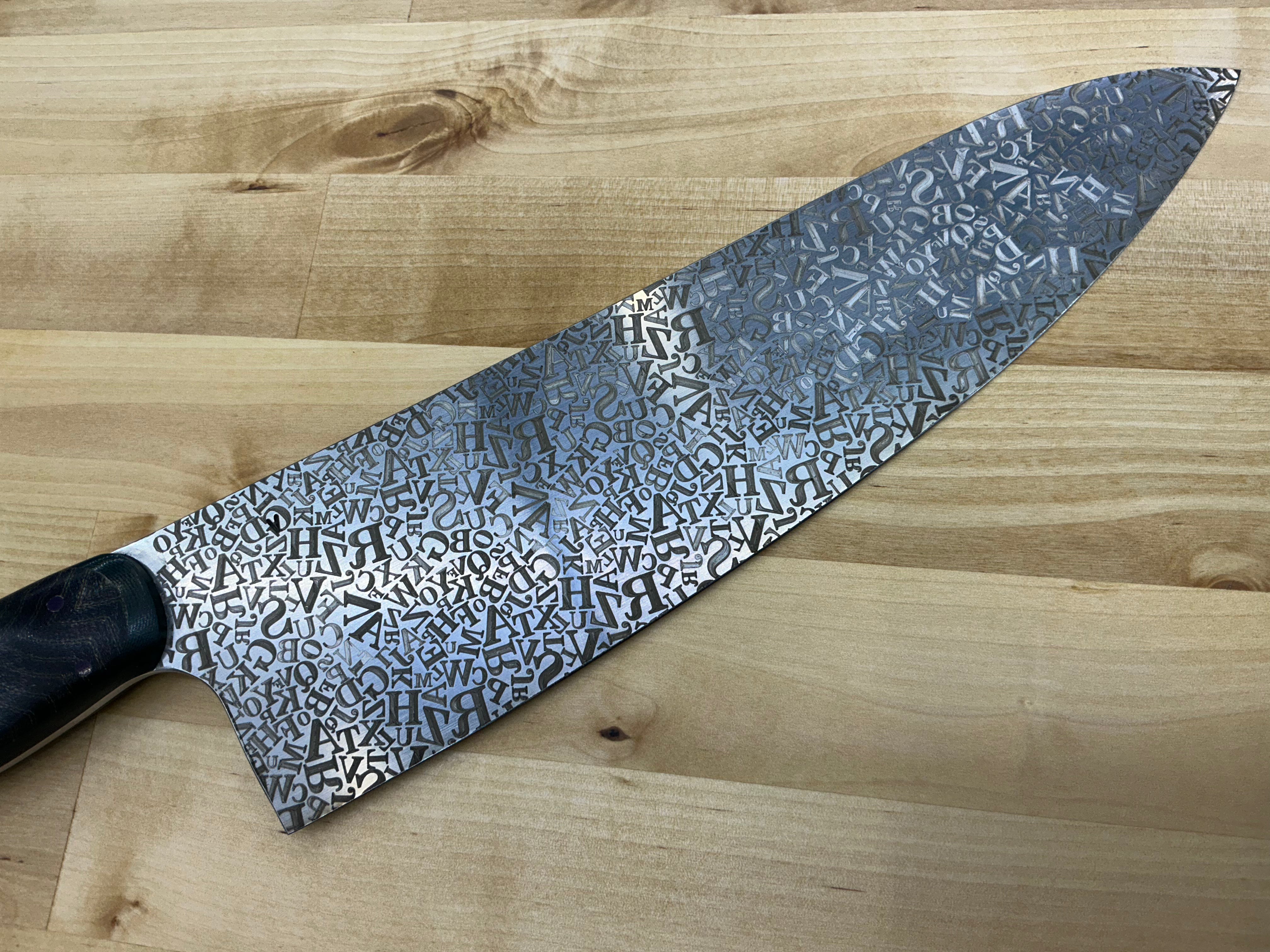 Gigantor Alphabet Soup Chef Knife - CPM154 - Micarta & G-10
