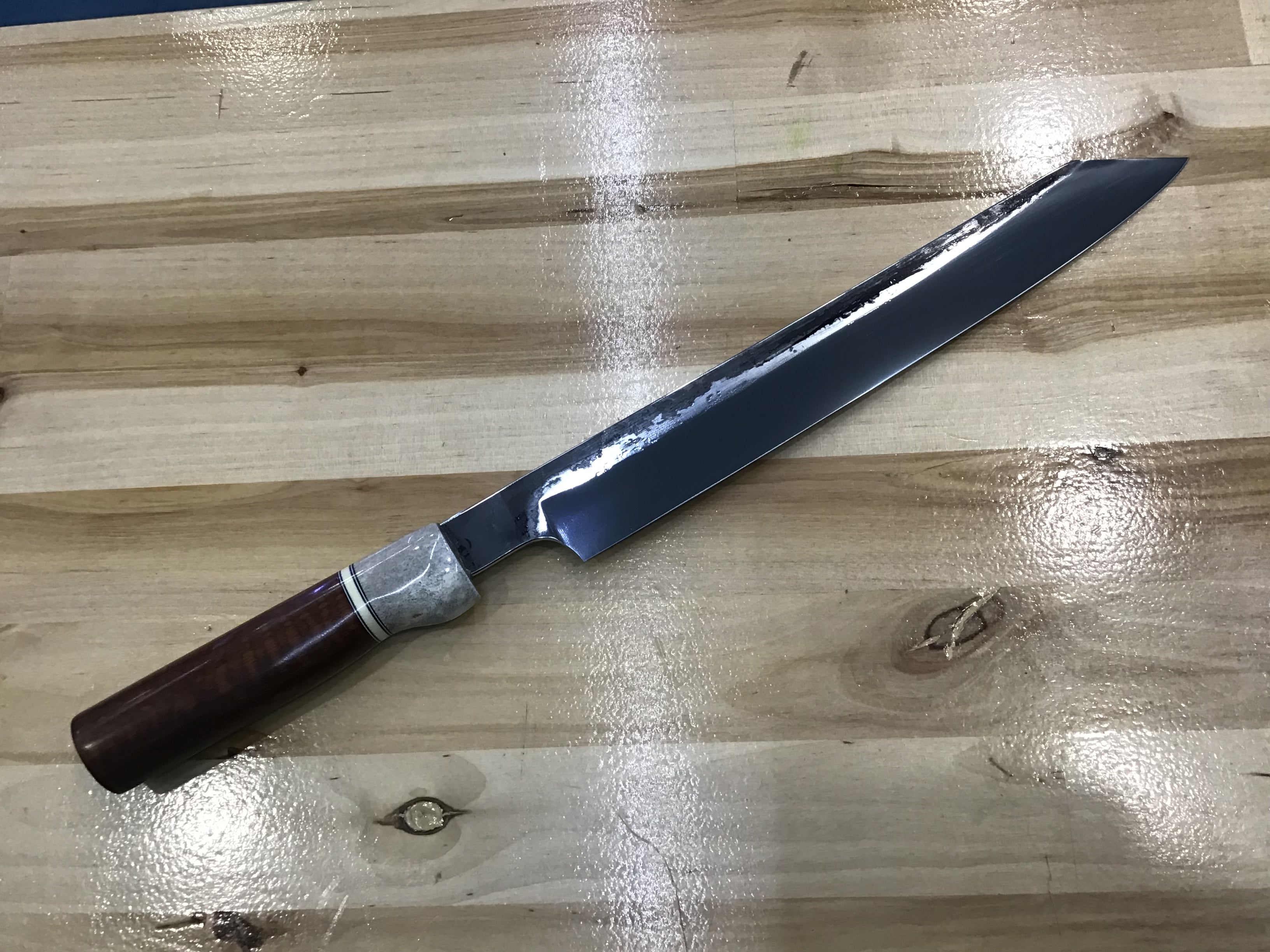 Sujihiki Slicer in CPM154, Anlter, G-10 & Snakewood Handle 11 1/4” (285mm)