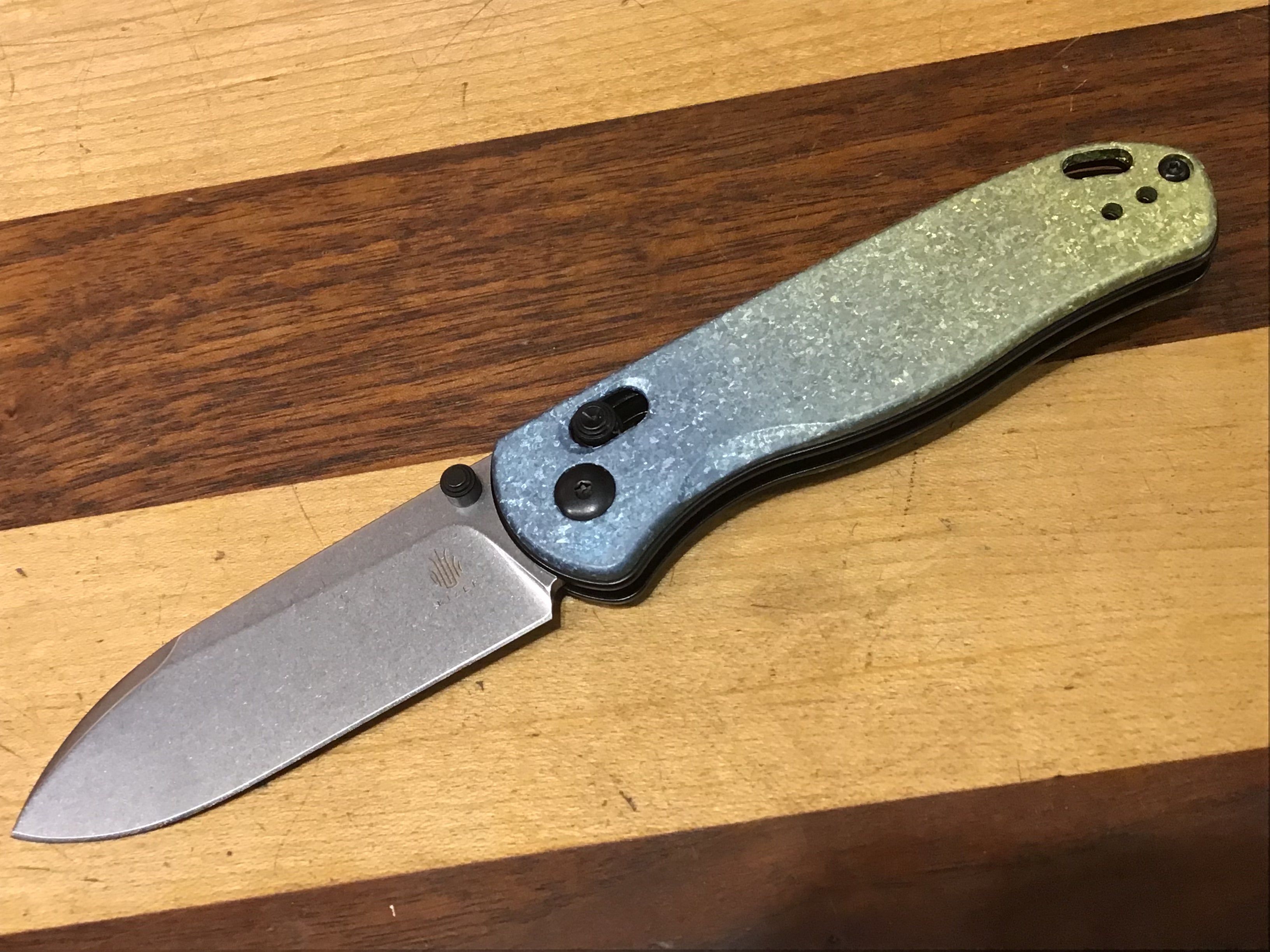 Kizer Azo Drop Bear LC200N Blade Clutch Lock Titanium Handle Ki3619A3 (2.99" Stonewash)