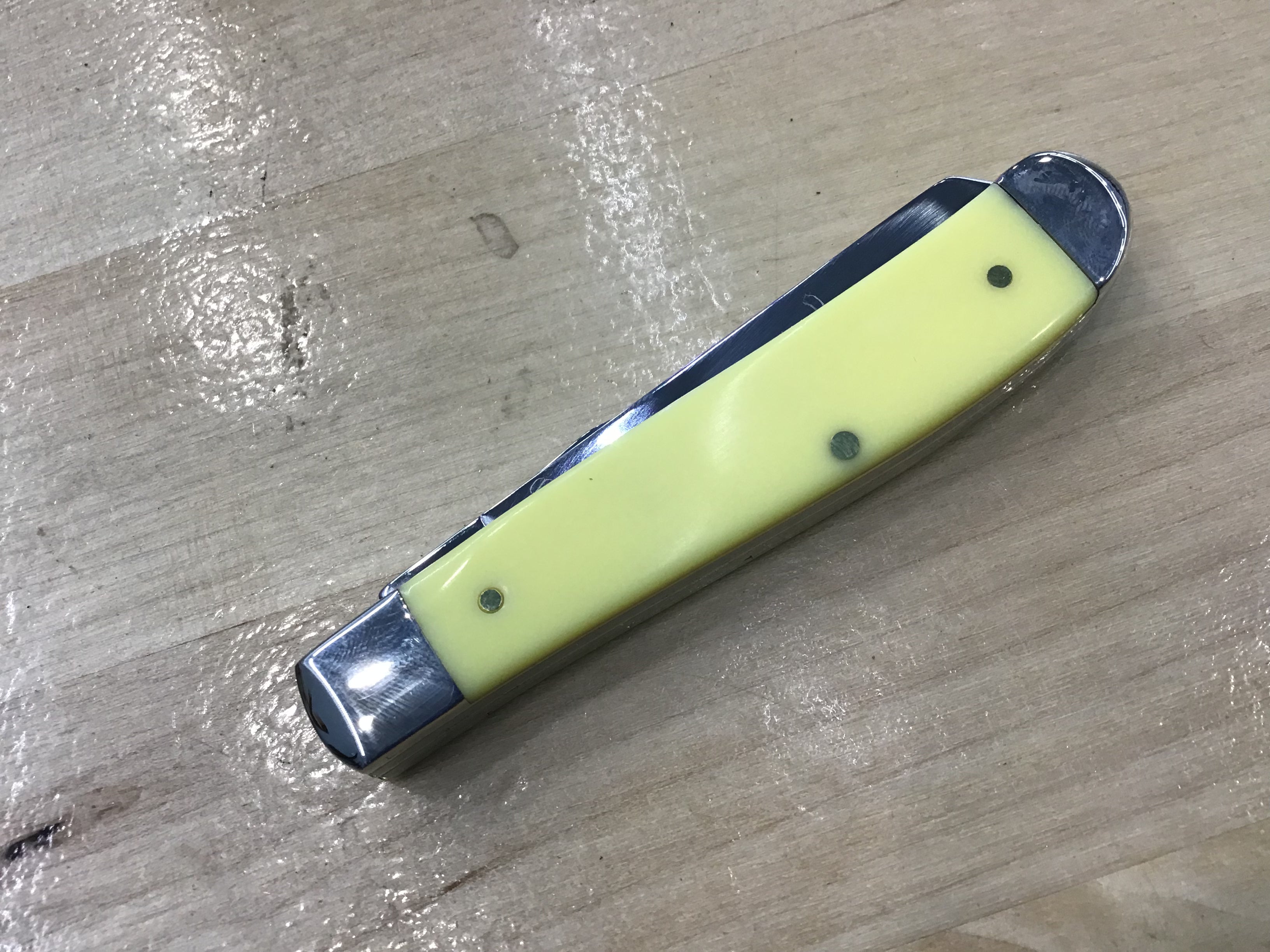 Étui Mini Trapper Manche Synthétique Jaune Tru-Sharp Acier Inoxydable 80029 