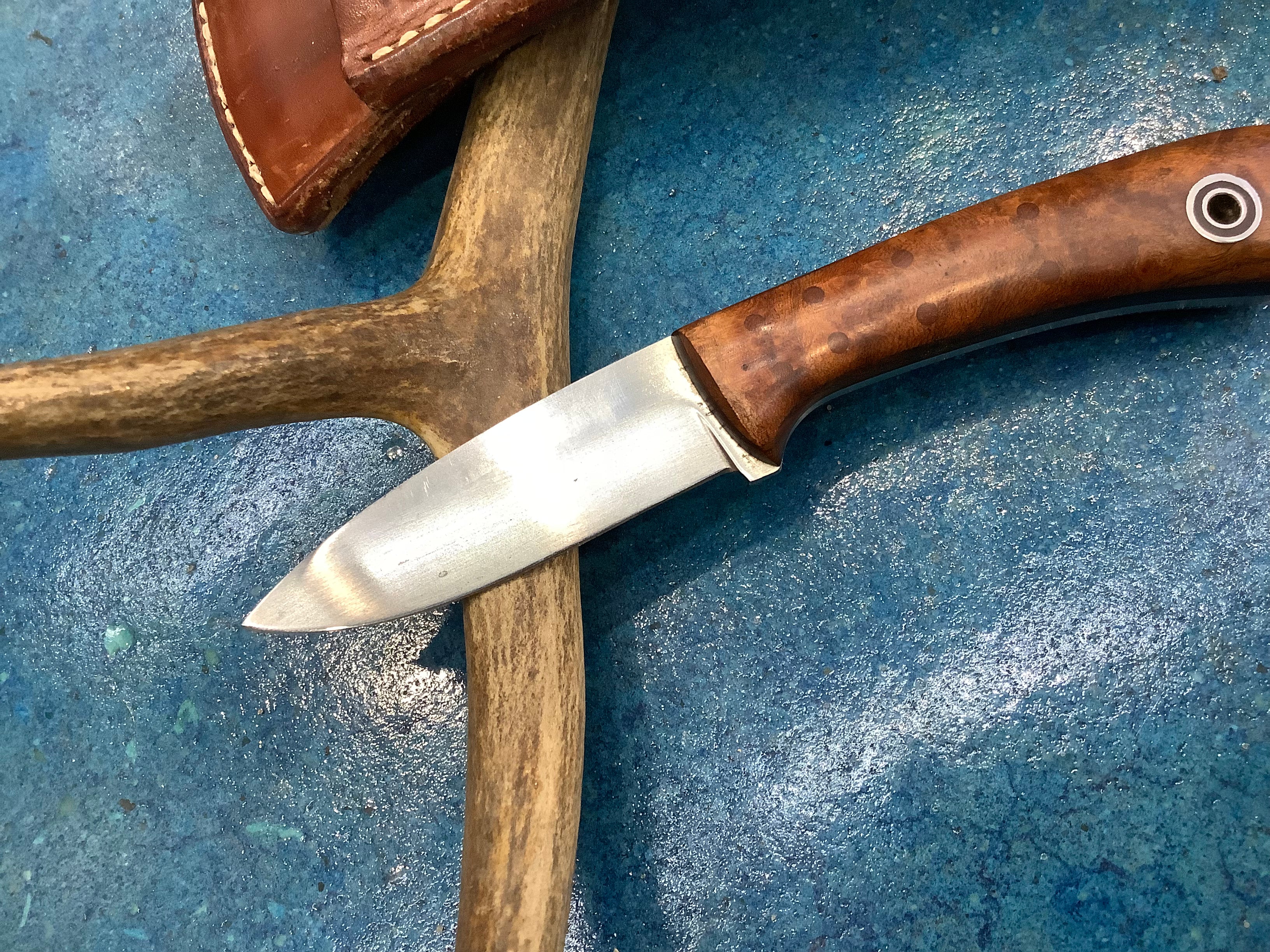 Fiddleback Forge Bushboot in A2 tool steel with Mesquite and Texas Ebony