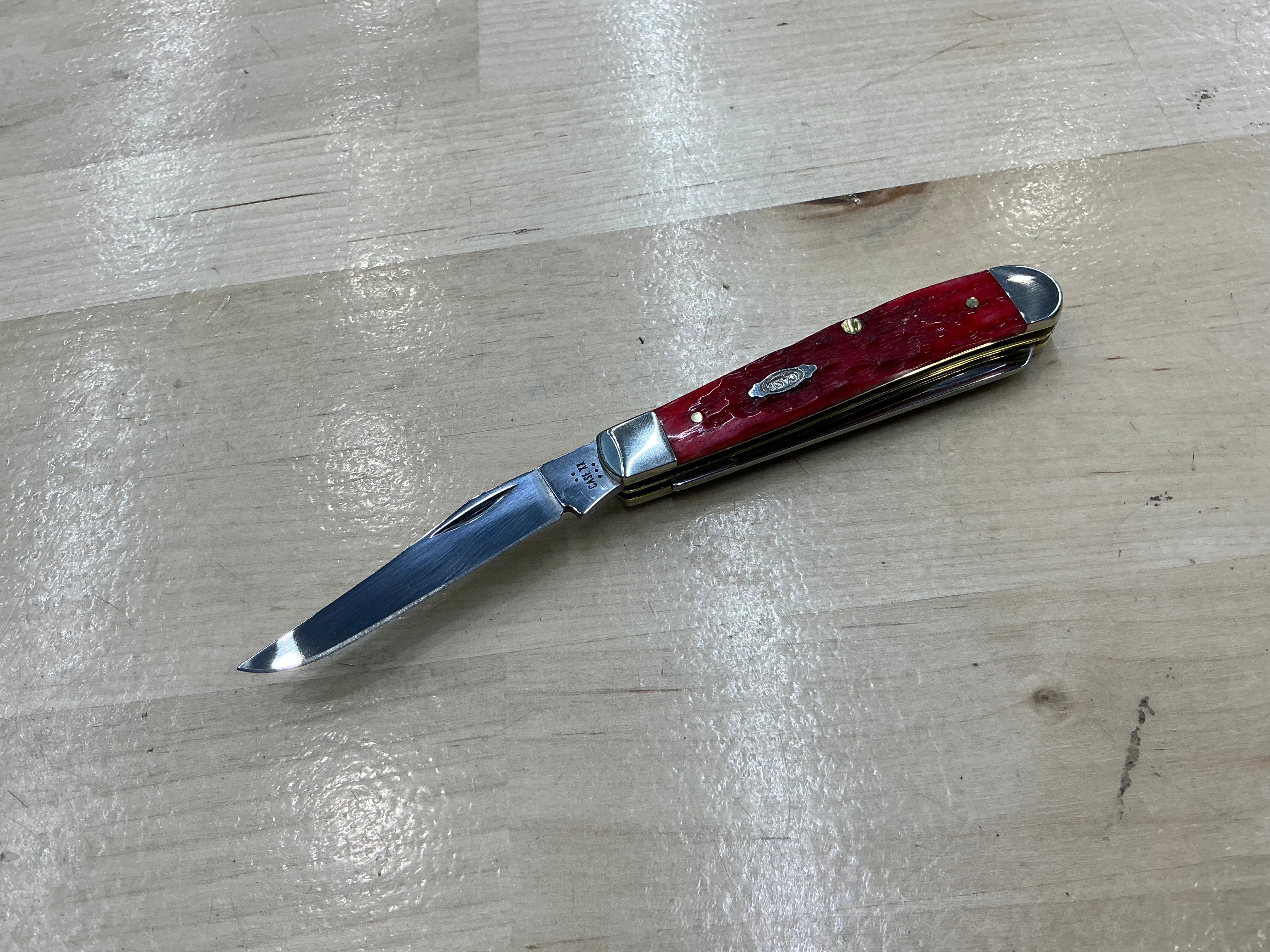 Case Mini Trapper Dark Red Bone - Carbon Steel - 31952
