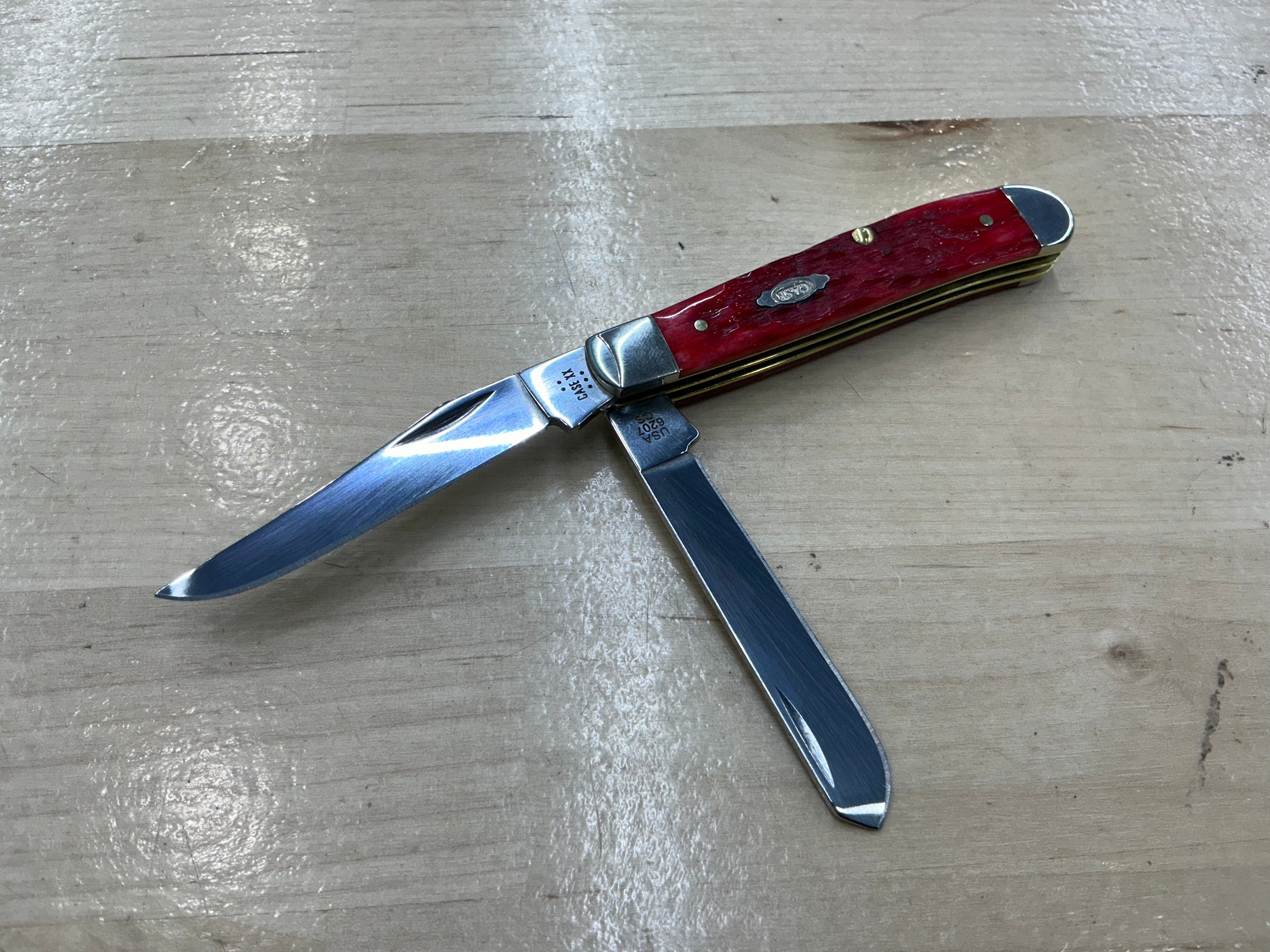 Case Mini Trapper Dark Red Bone - Carbon Steel - 31952