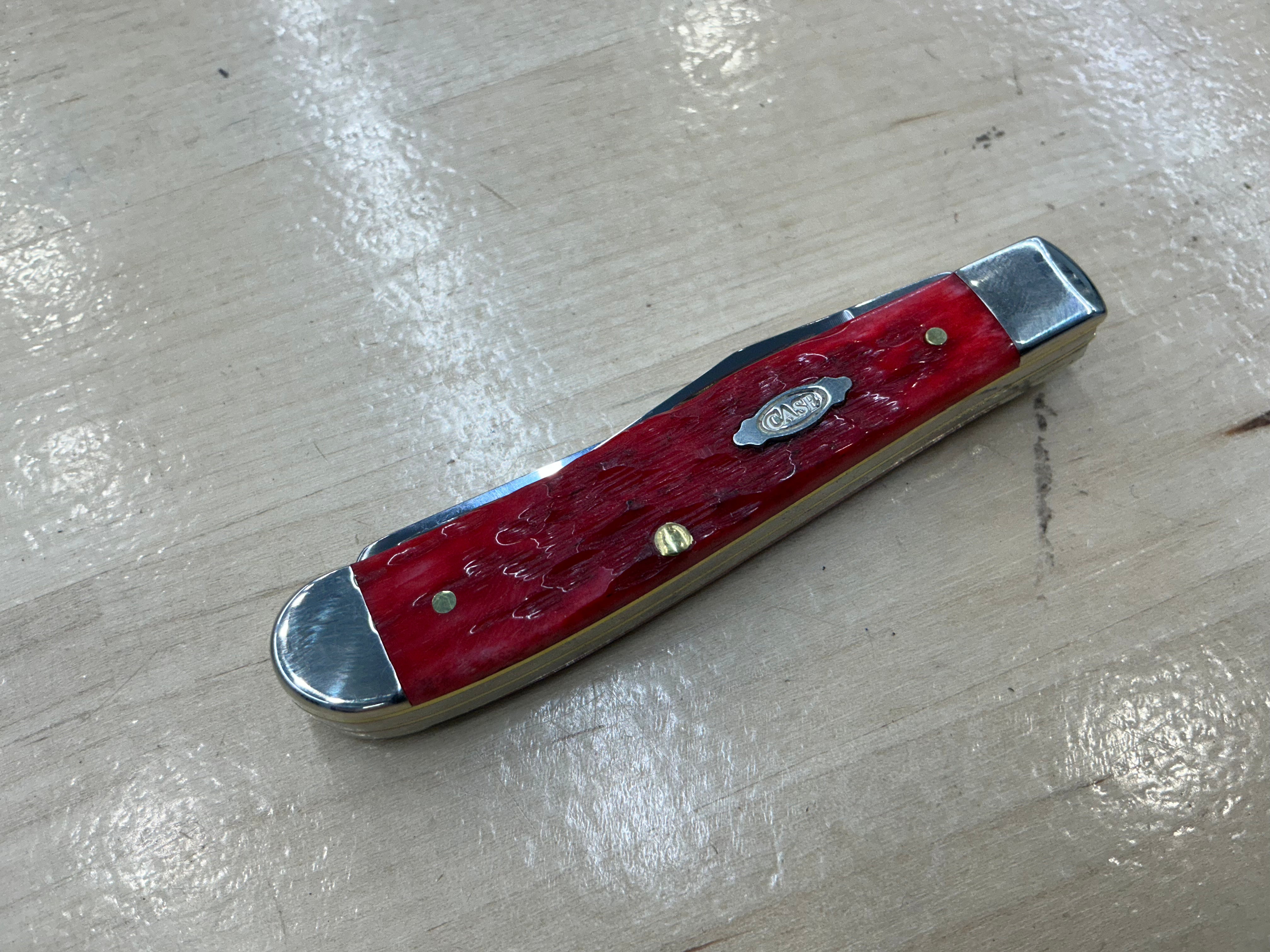 Case Mini Trapper Dark Red Bone - Carbon Steel - 31952