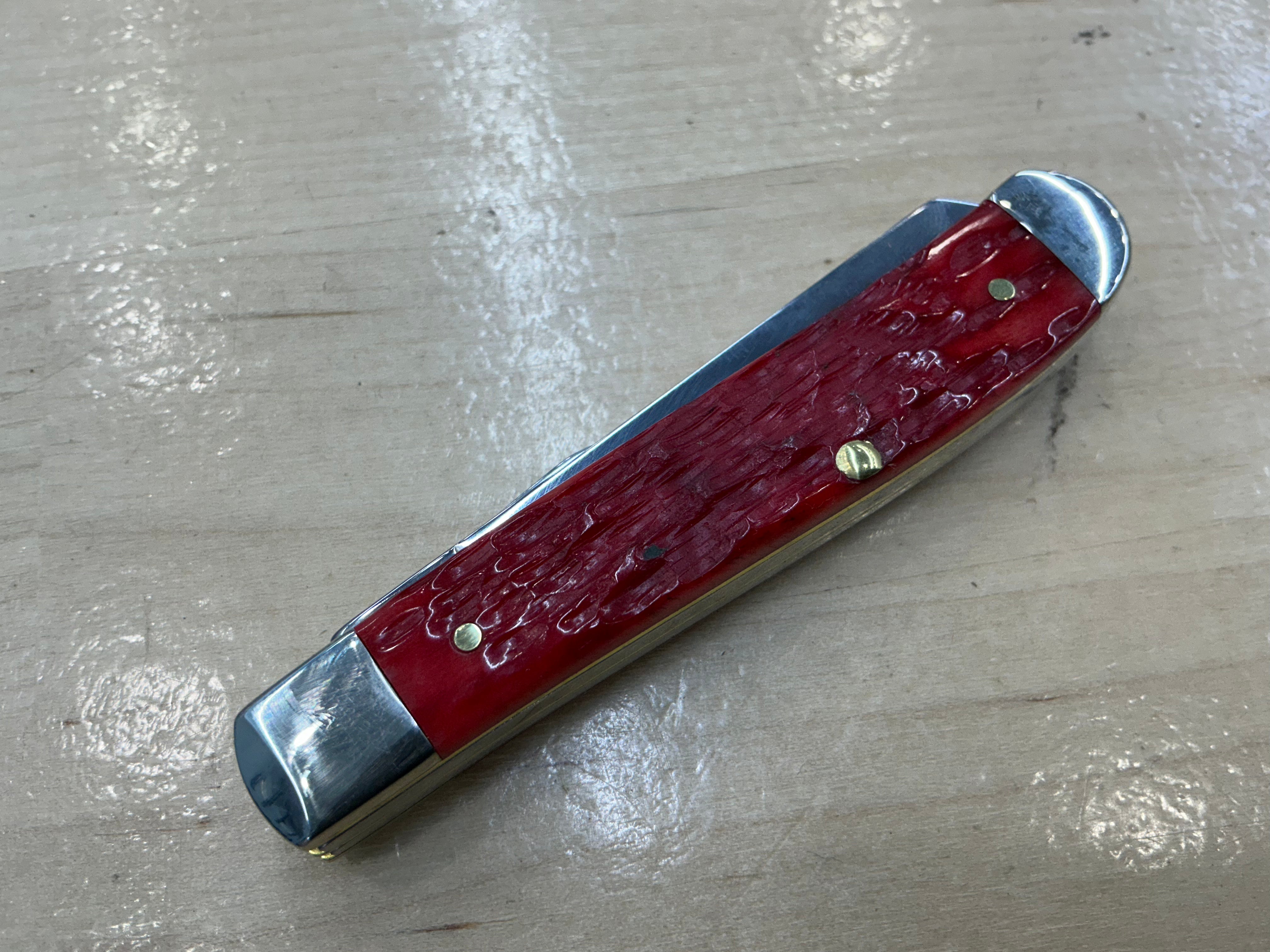 Case Mini Trapper Dark Red Bone - Carbon Steel - 31952