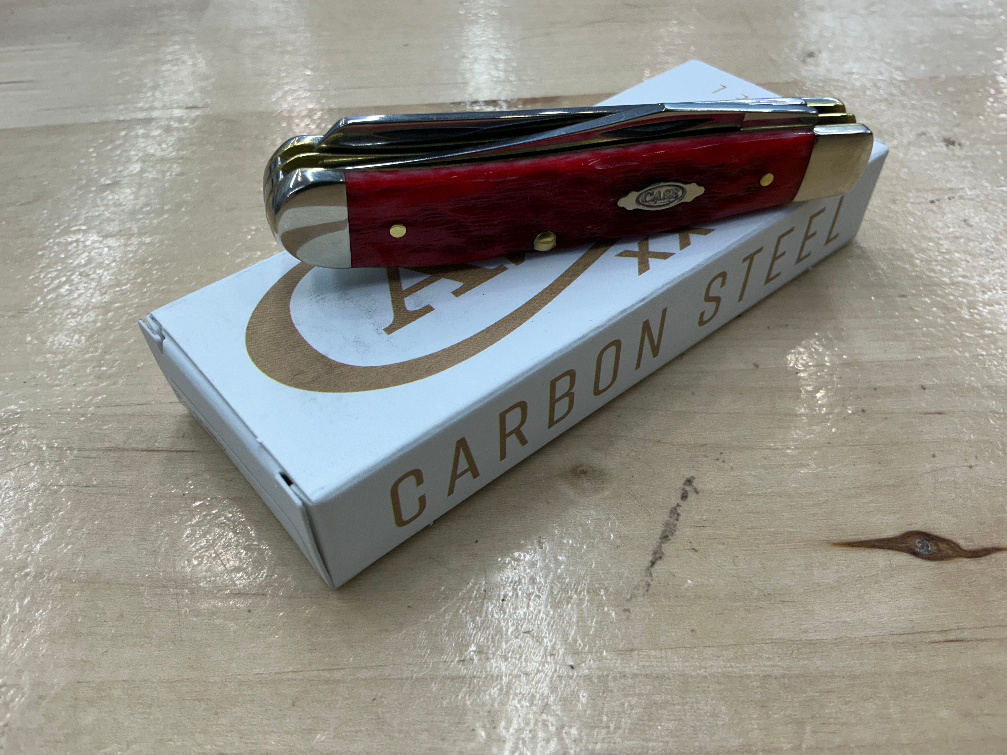 Case Mini Trapper Dark Red Bone - Carbon Steel - 31952
