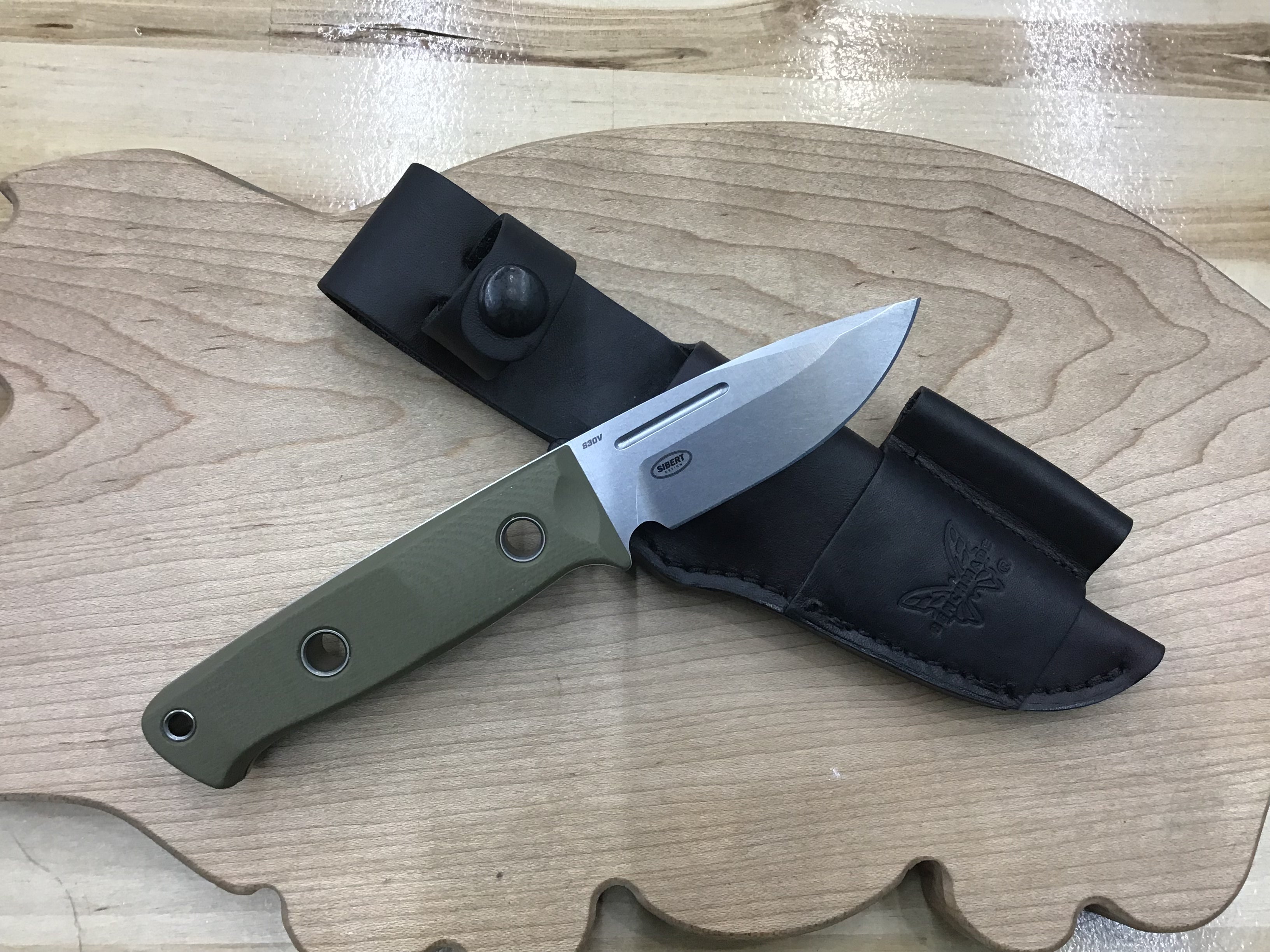 Benchmade Mini Bushcrafter Fixed Blade Knife OD Green G-10 (3.4" SW) 165-1