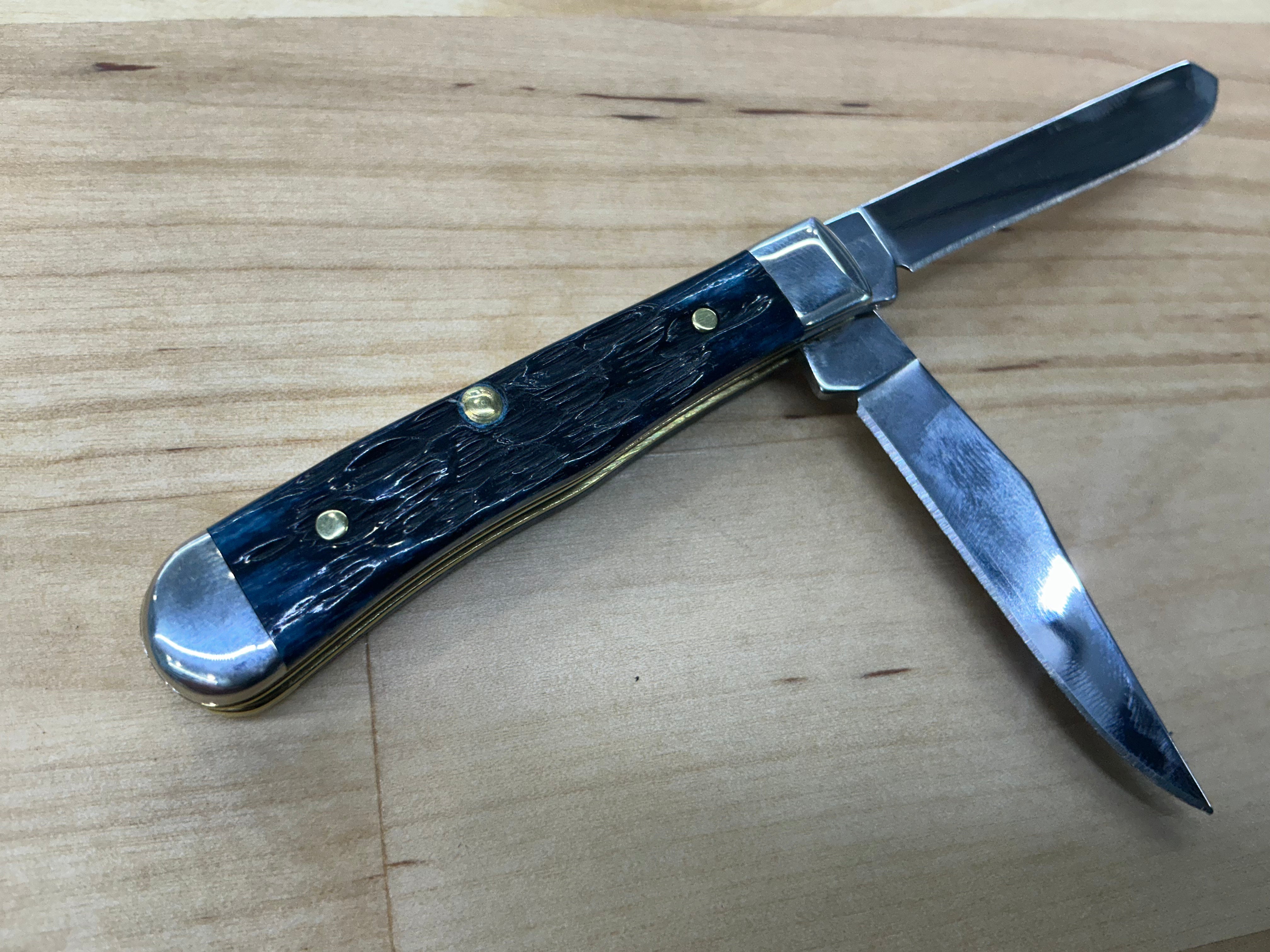 Peach Seed Jig Pocket Worn® Mediterranean Blue Bone Tiny Trapper - 51862