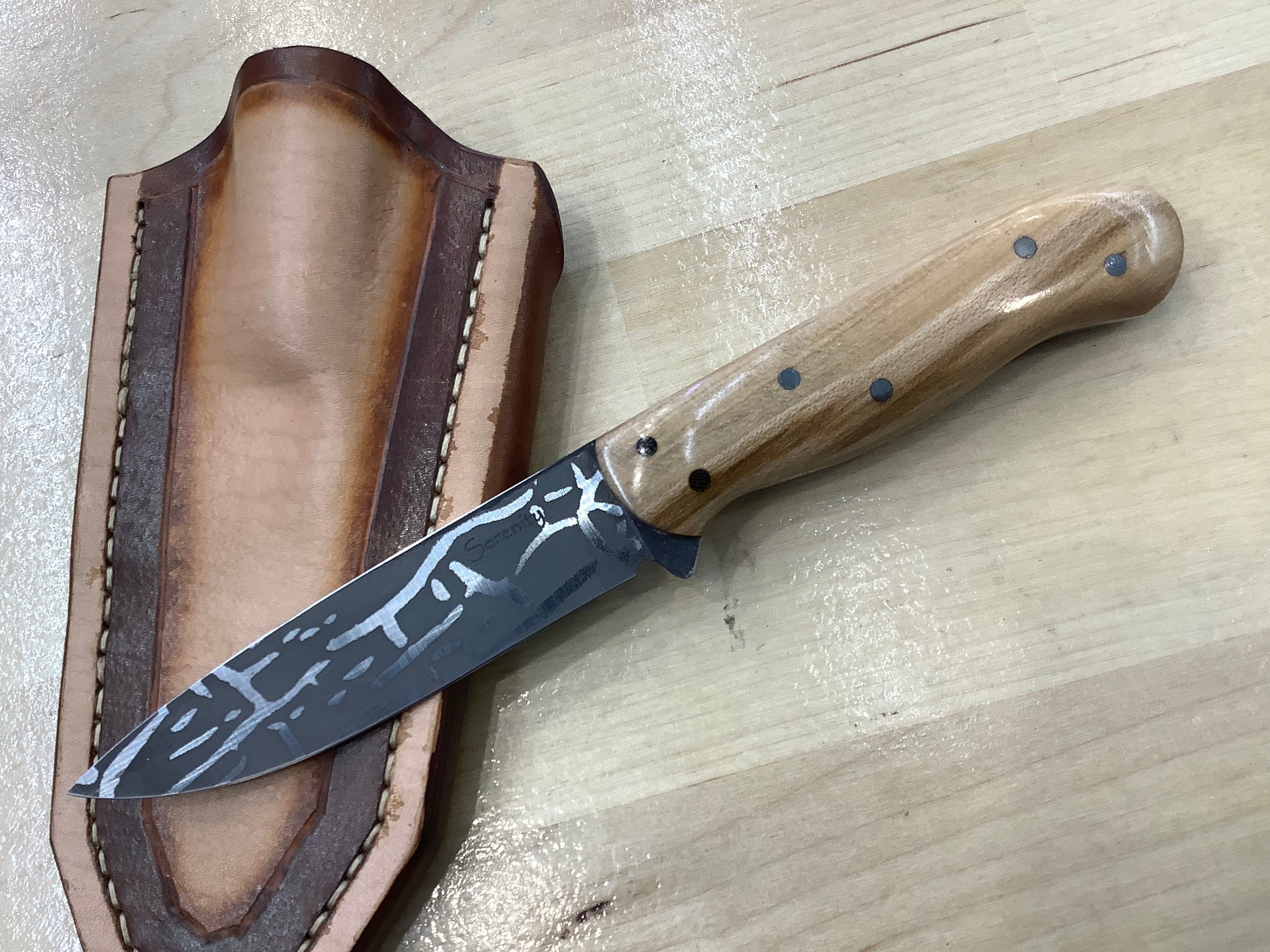 American Heritage Utility CPM154 with Handmade Leather Sheath