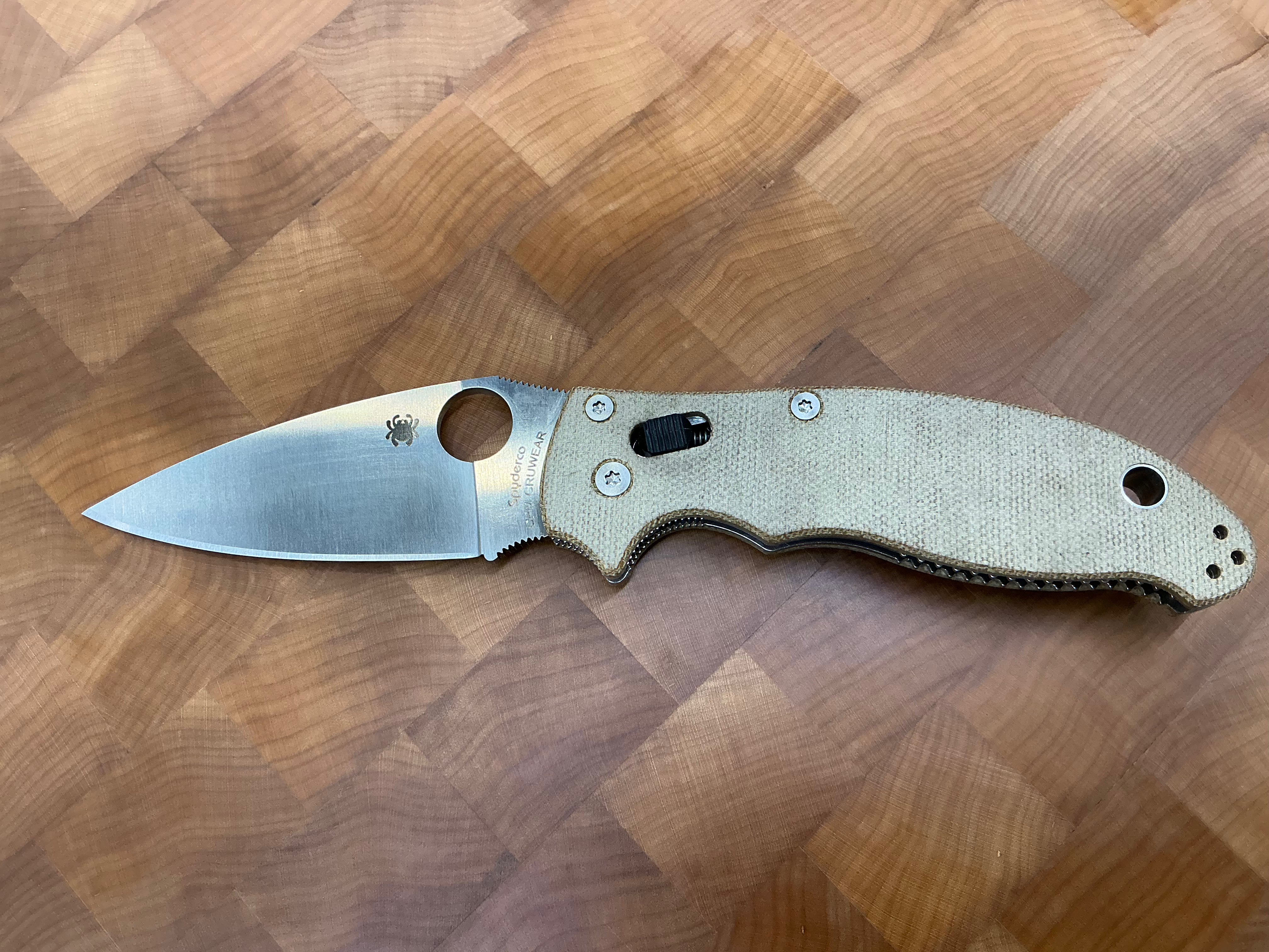 Spyderco Manix 2 Ball Bearing Lock Knife Brown Micarta (3.4" Satin CRU-WEAR)
