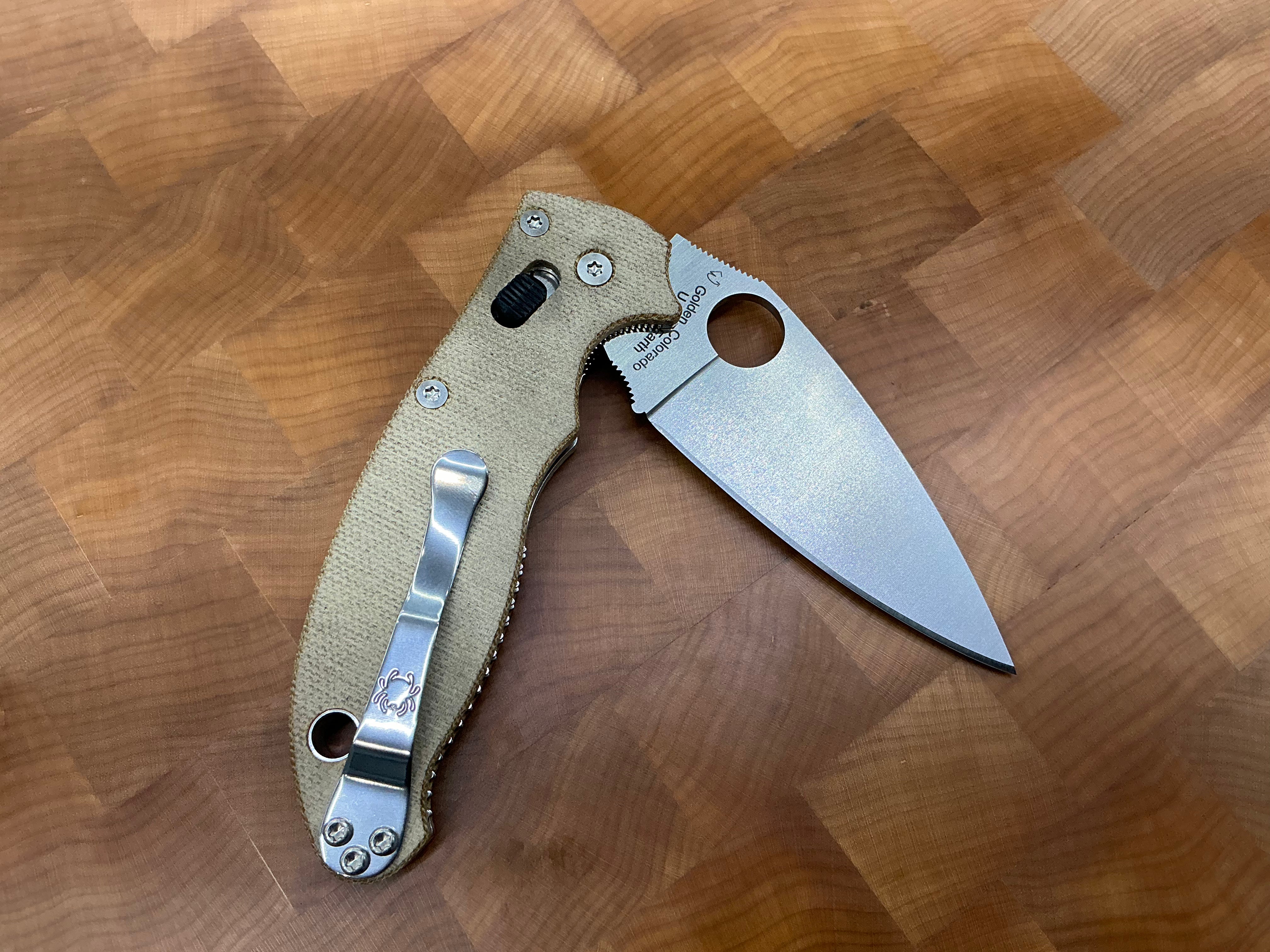 Spyderco Manix 2 Ball Bearing Lock Knife Brown Micarta (3.4" Satin CRU-WEAR)