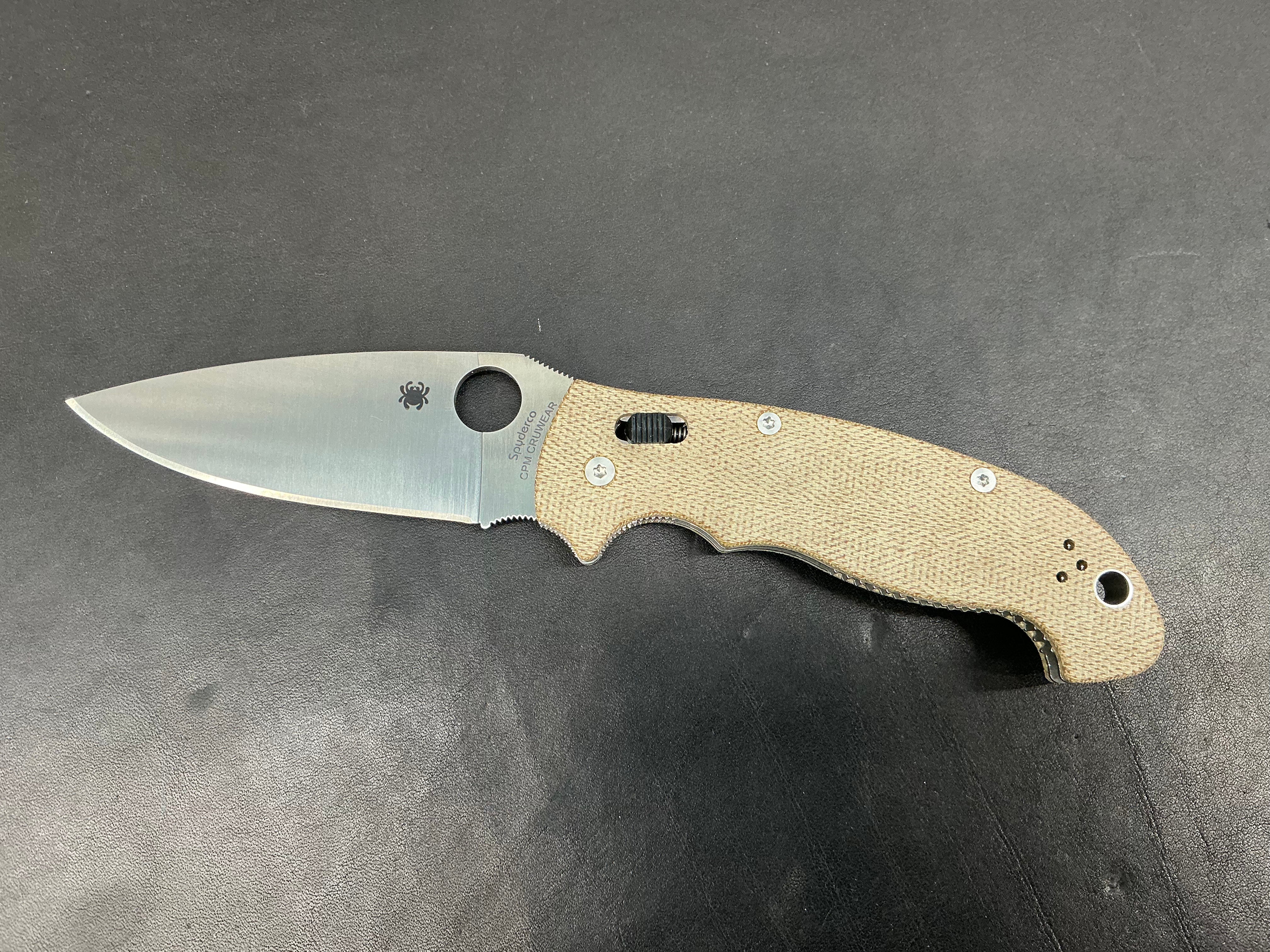 Spyderco Manix 2 XL Brown Canvas Micarta (3.85" Satin CRU-WEAR) C95MPCW2