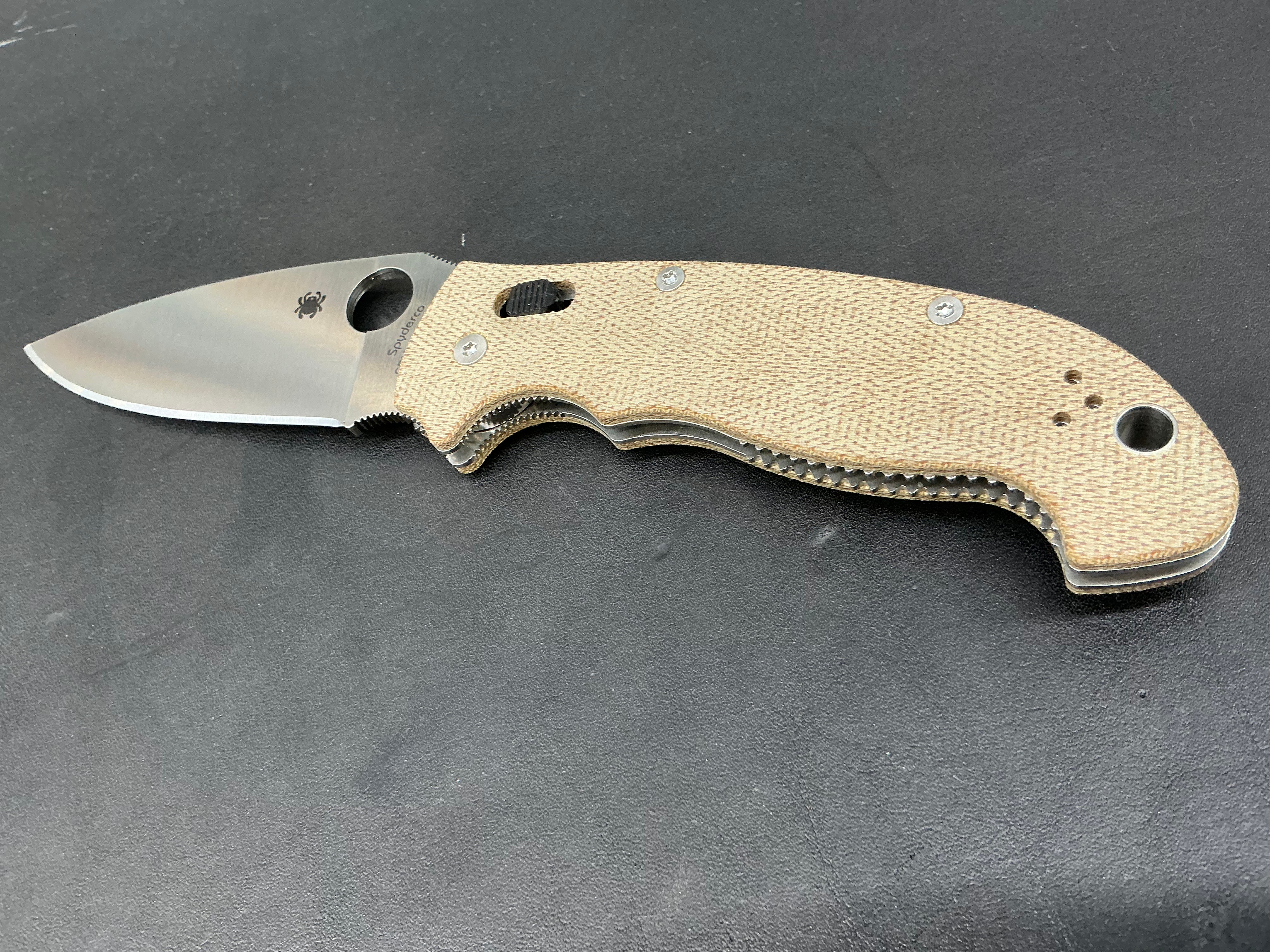 Spyderco Manix 2 XL Brown Canvas Micarta (3.85" Satin CRU-WEAR) C95MPCW2