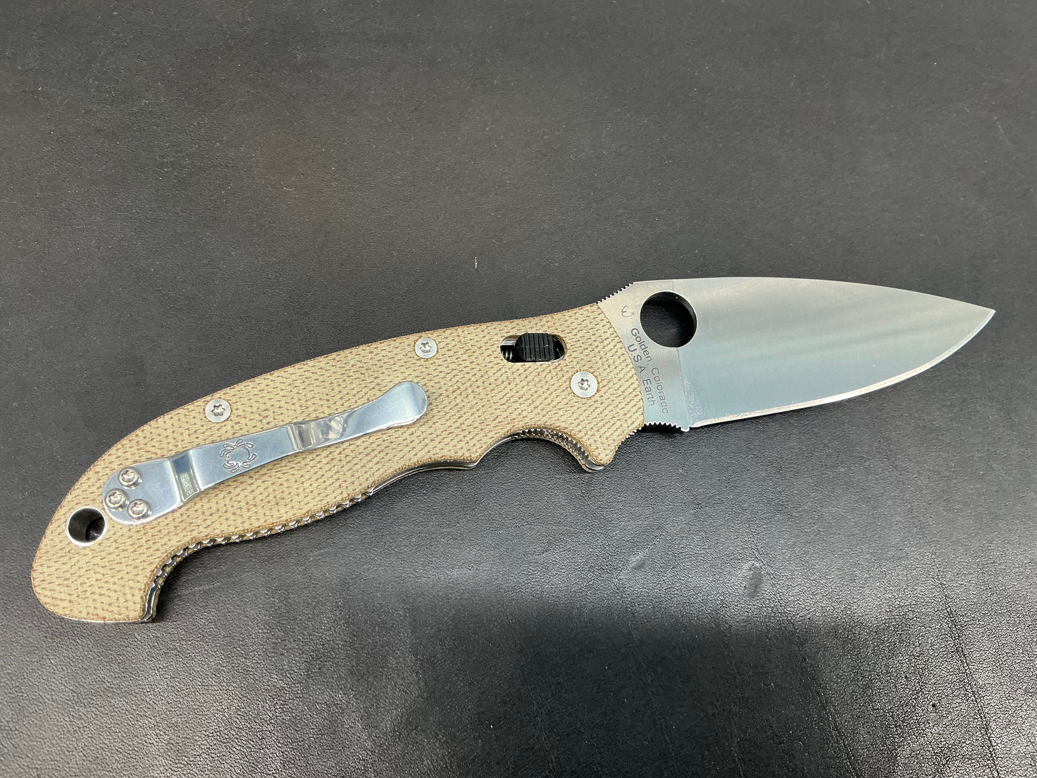 Spyderco Manix 2 XL Brown Canvas Micarta (3.85" Satin CRU-WEAR) C95MPCW2