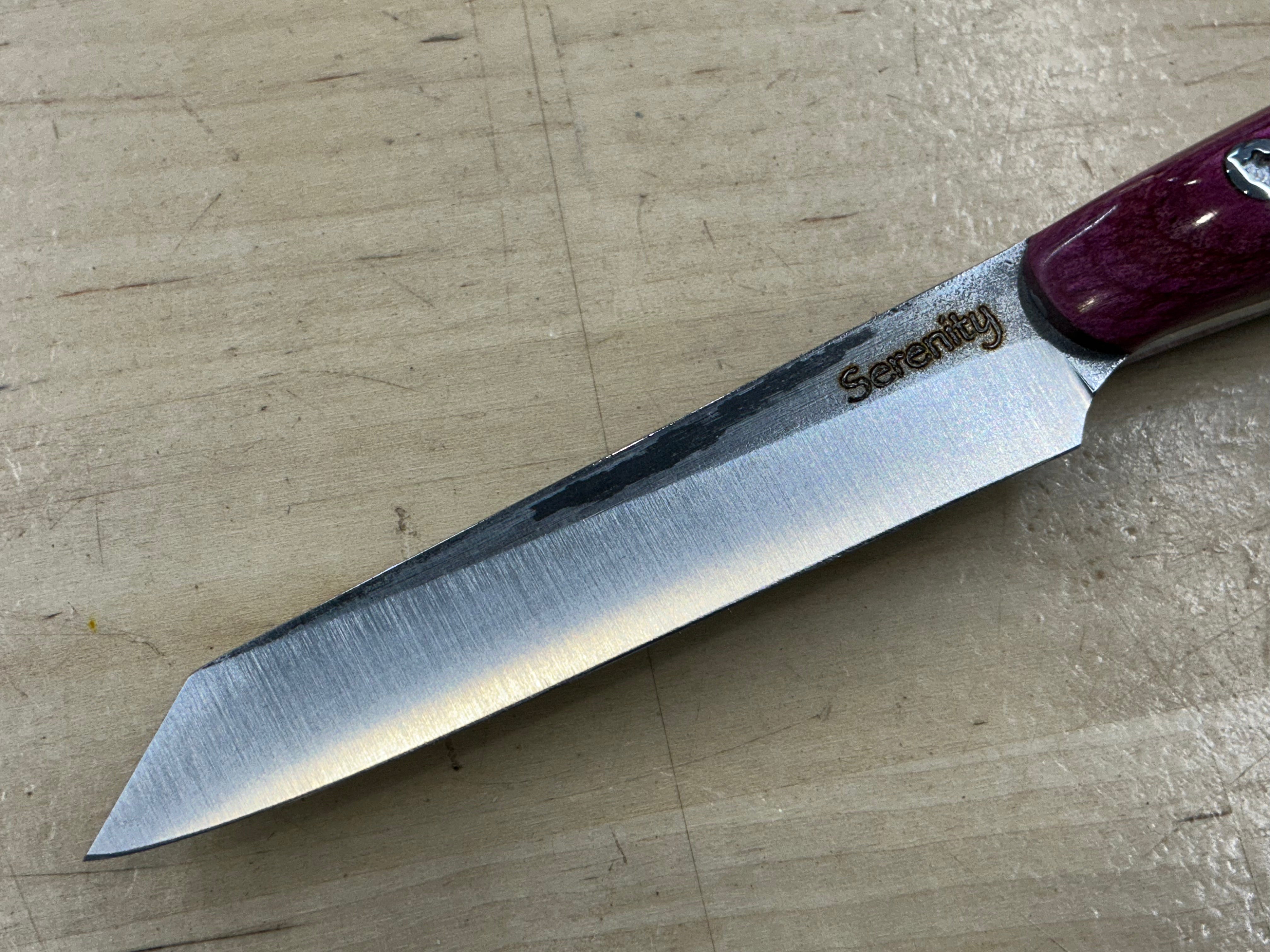 Fuschsia Short Paring Knife - CPM154 - Liberty Wood Handle