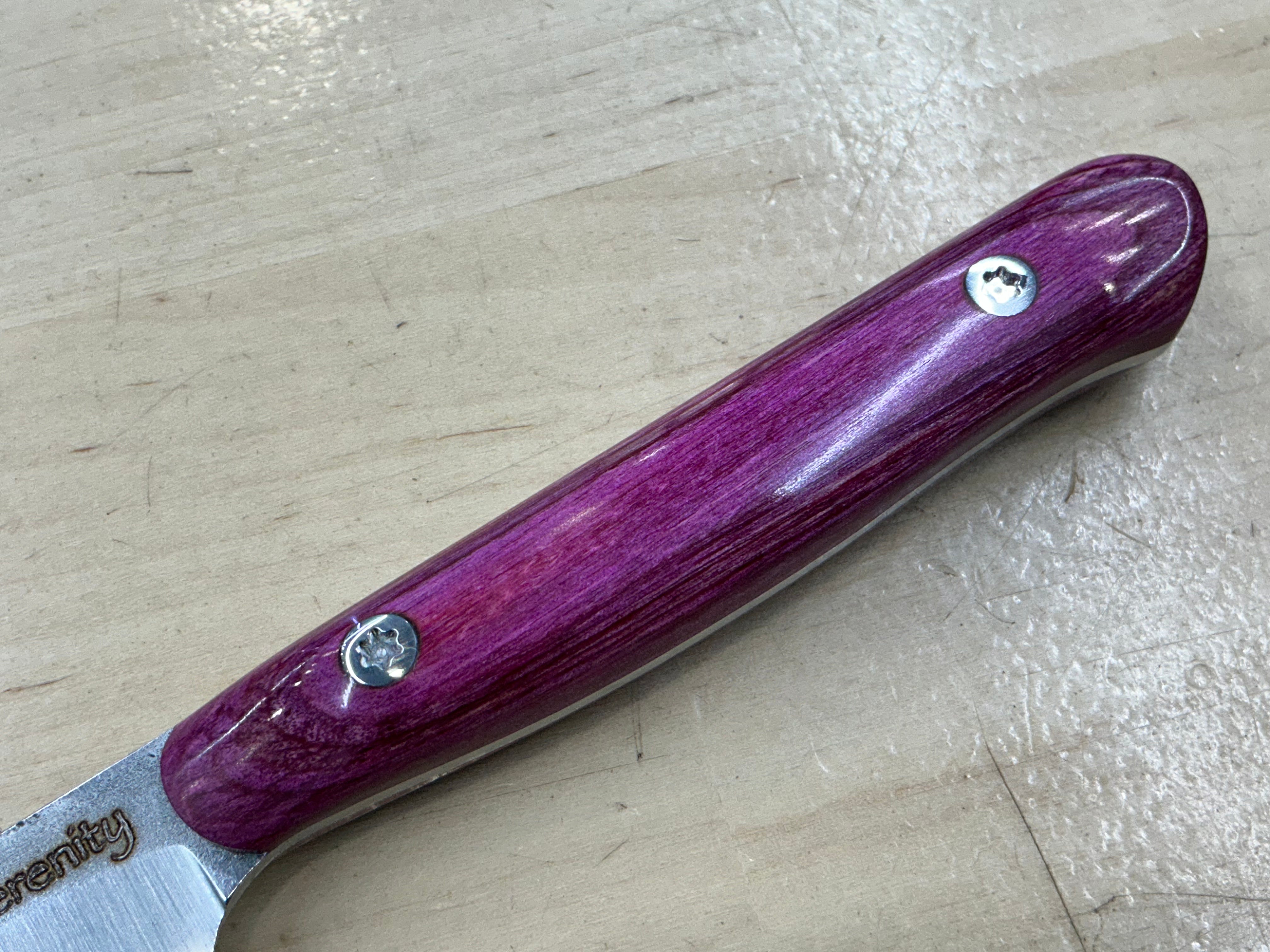 Fuschsia Short Paring Knife - CPM154 - Liberty Wood Handle