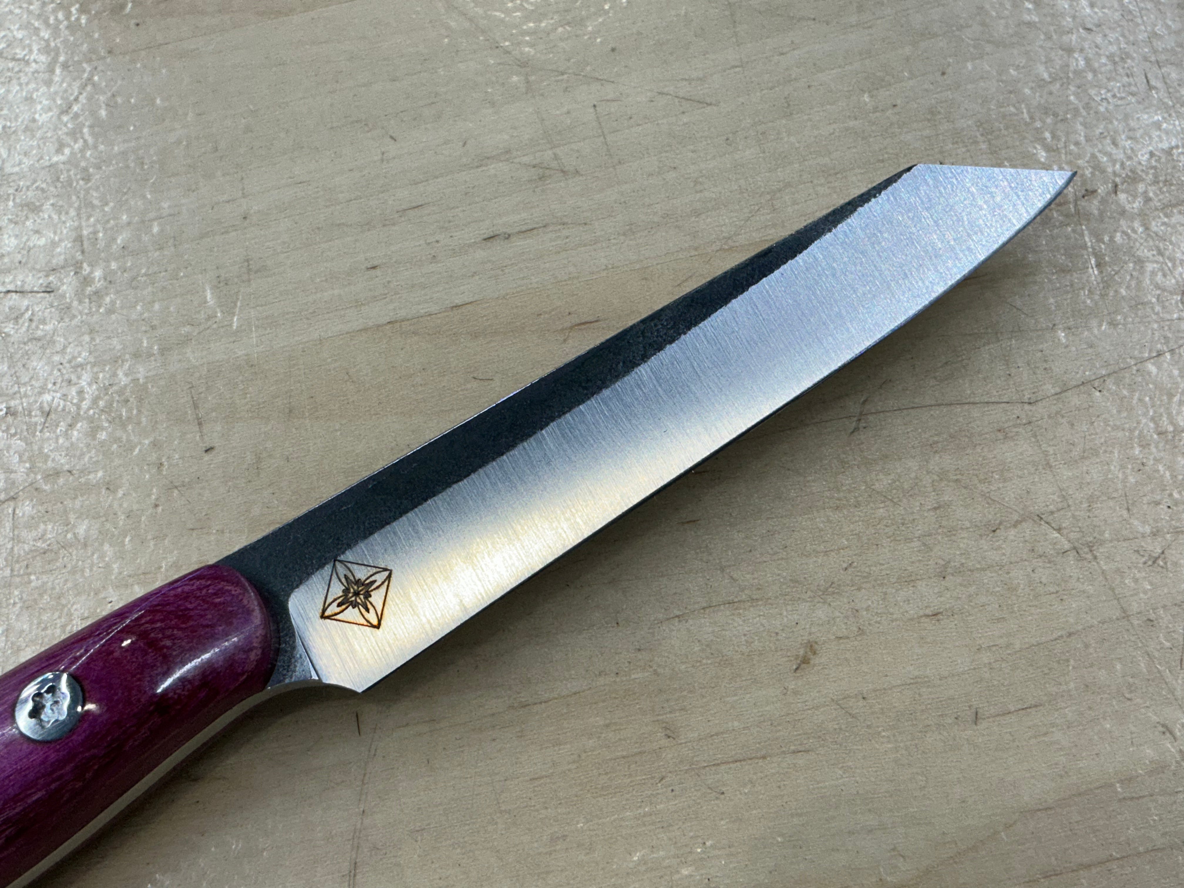 Fuschsia Short Paring Knife - CPM154 - Liberty Wood Handle