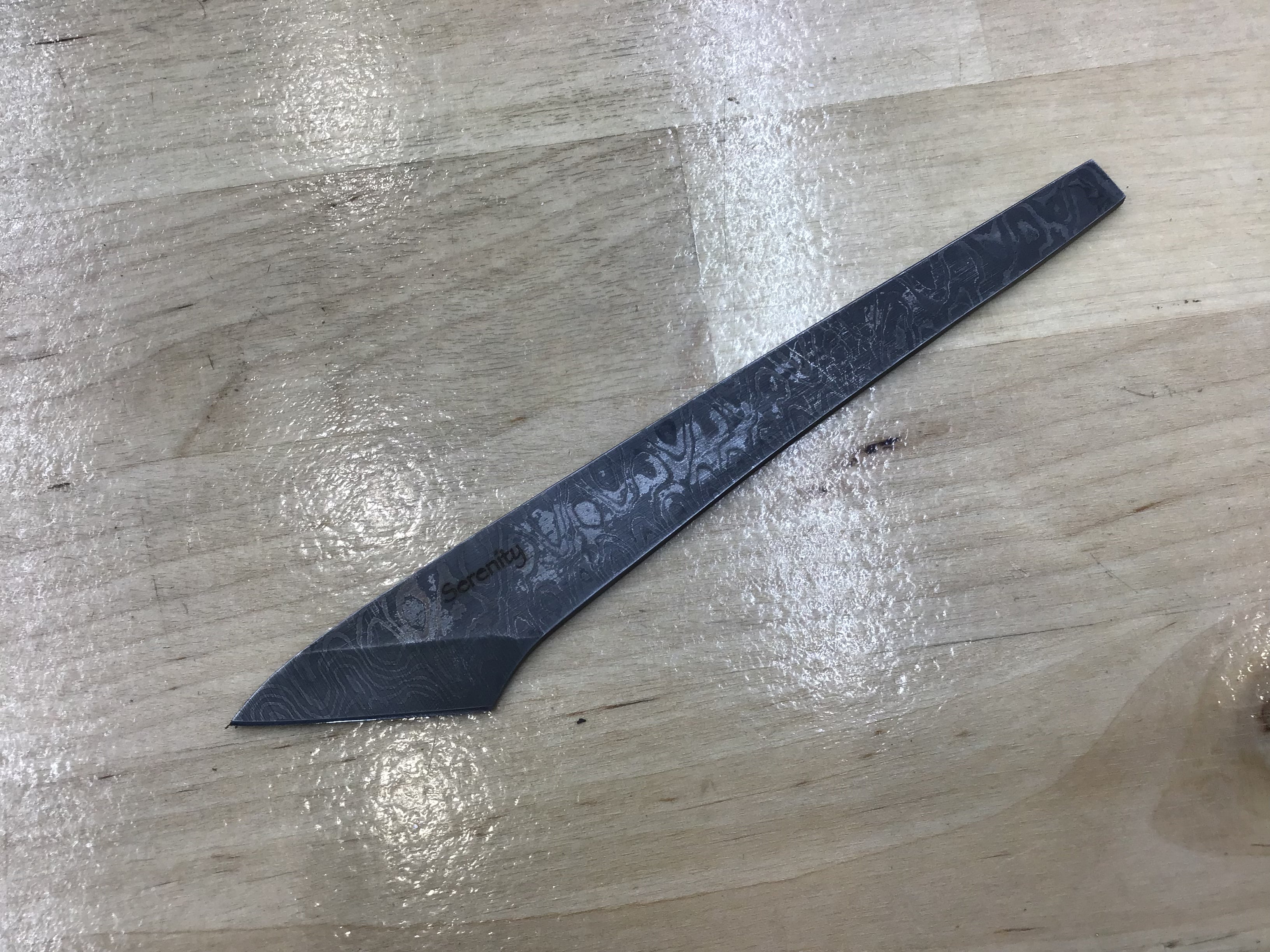 Kiridashi - Long 1 Hitachi White #1 San Mai Damascus