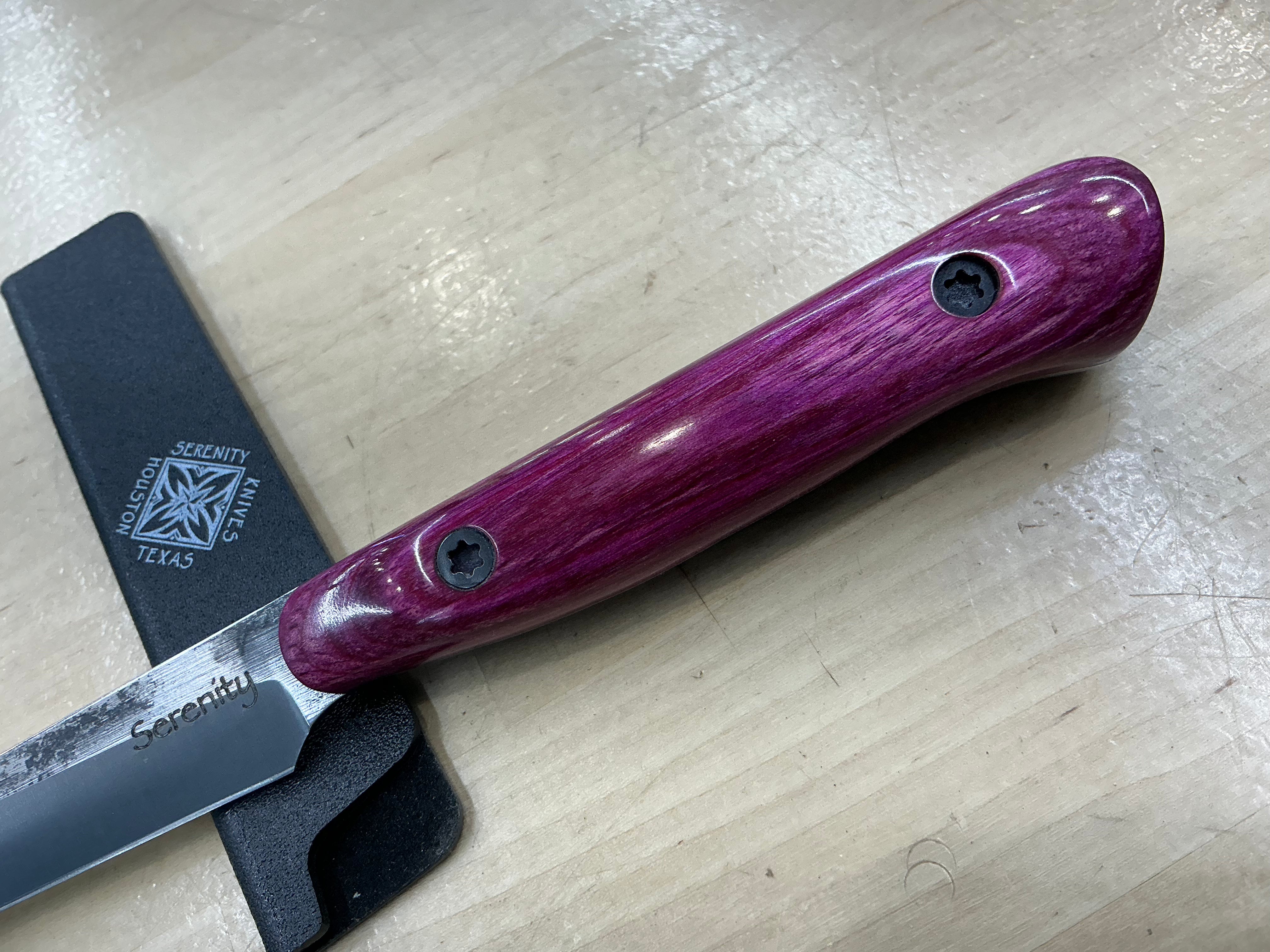 Fuschsia Short Paring Knife - CPM154 - Liberty Wood Handle