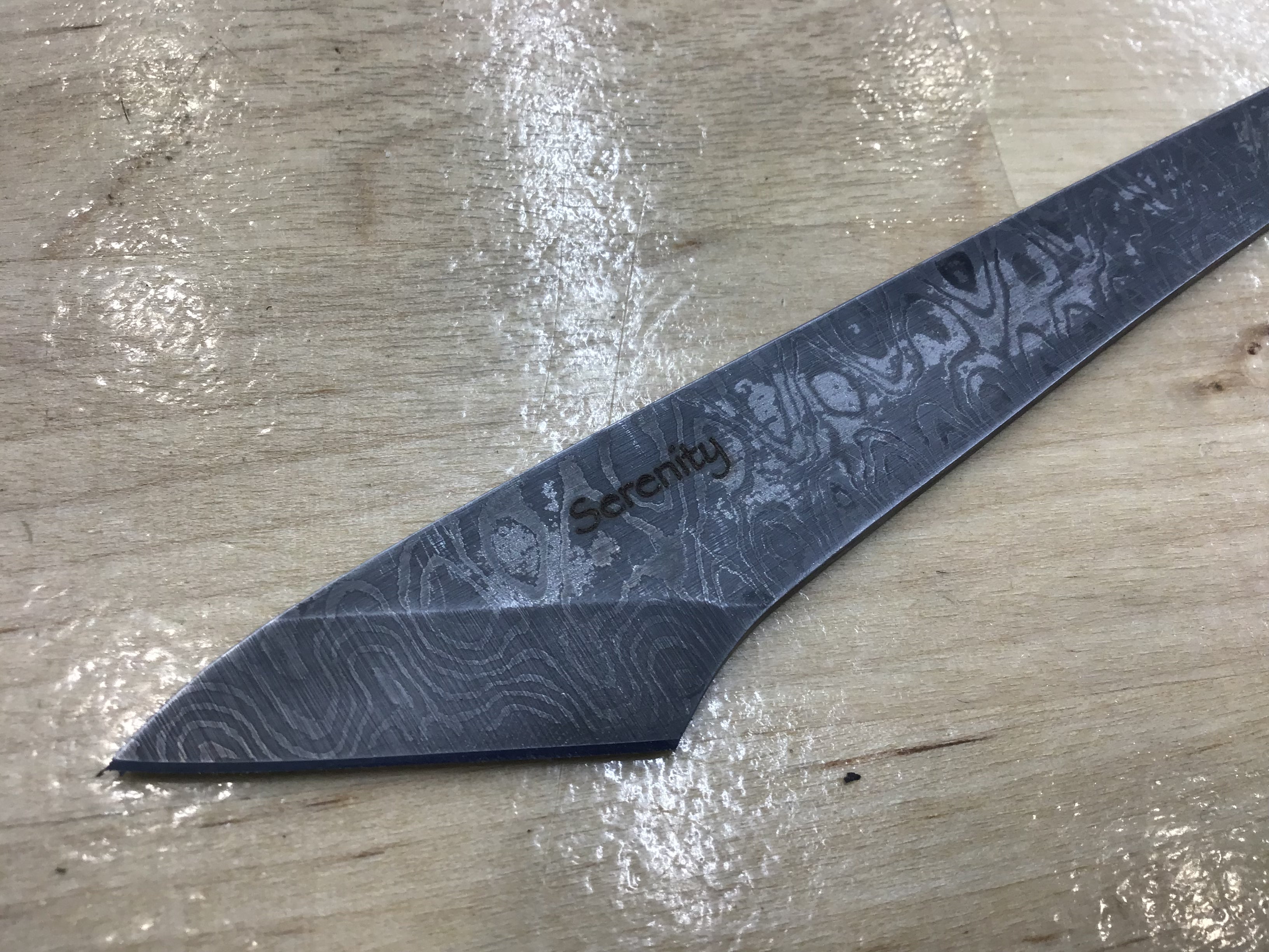 Kiridashi - Long 1 Hitachi White #1 San Mai Damascus