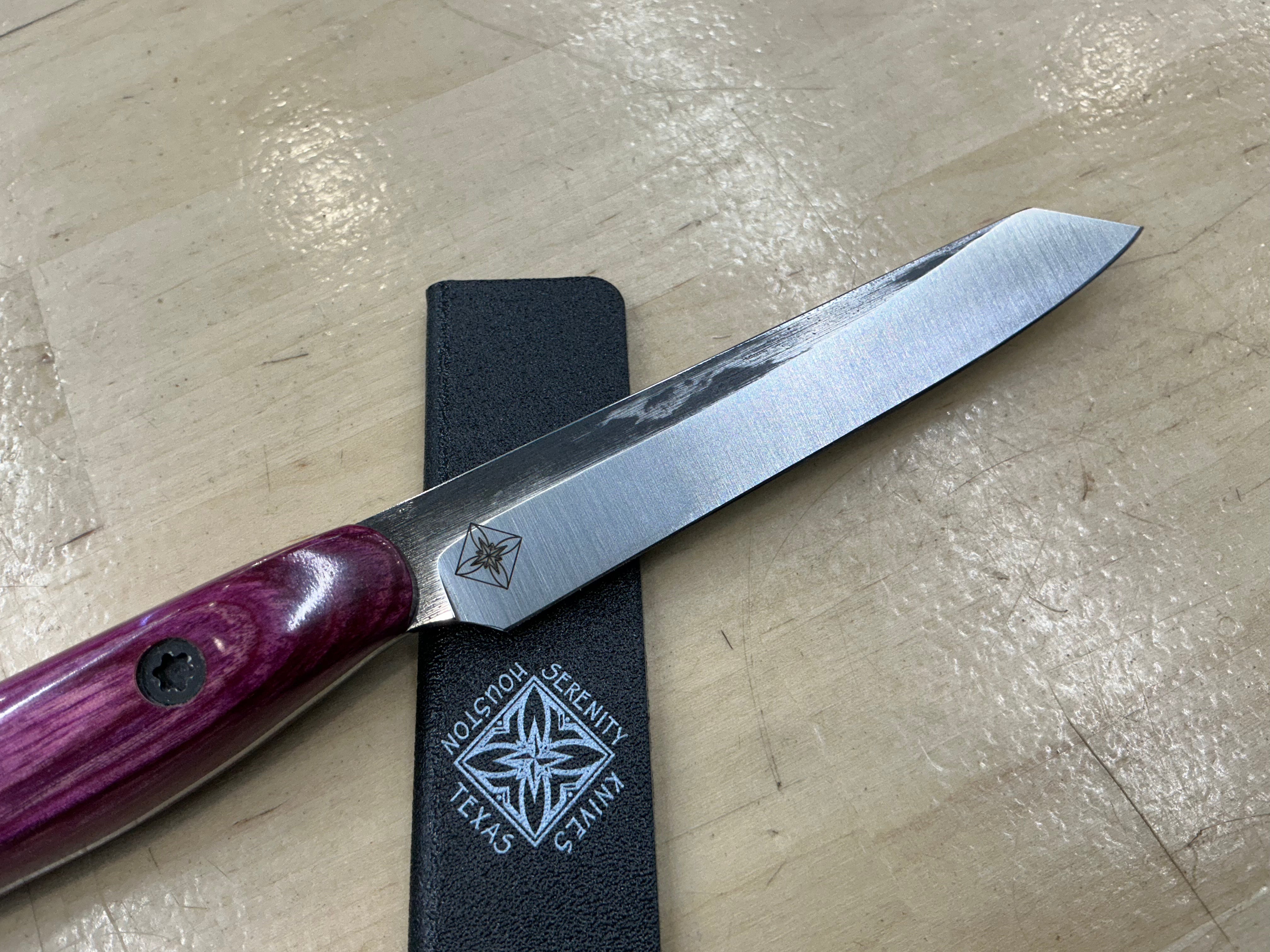 Fuschsia Short Paring Knife - CPM154 - Liberty Wood Handle