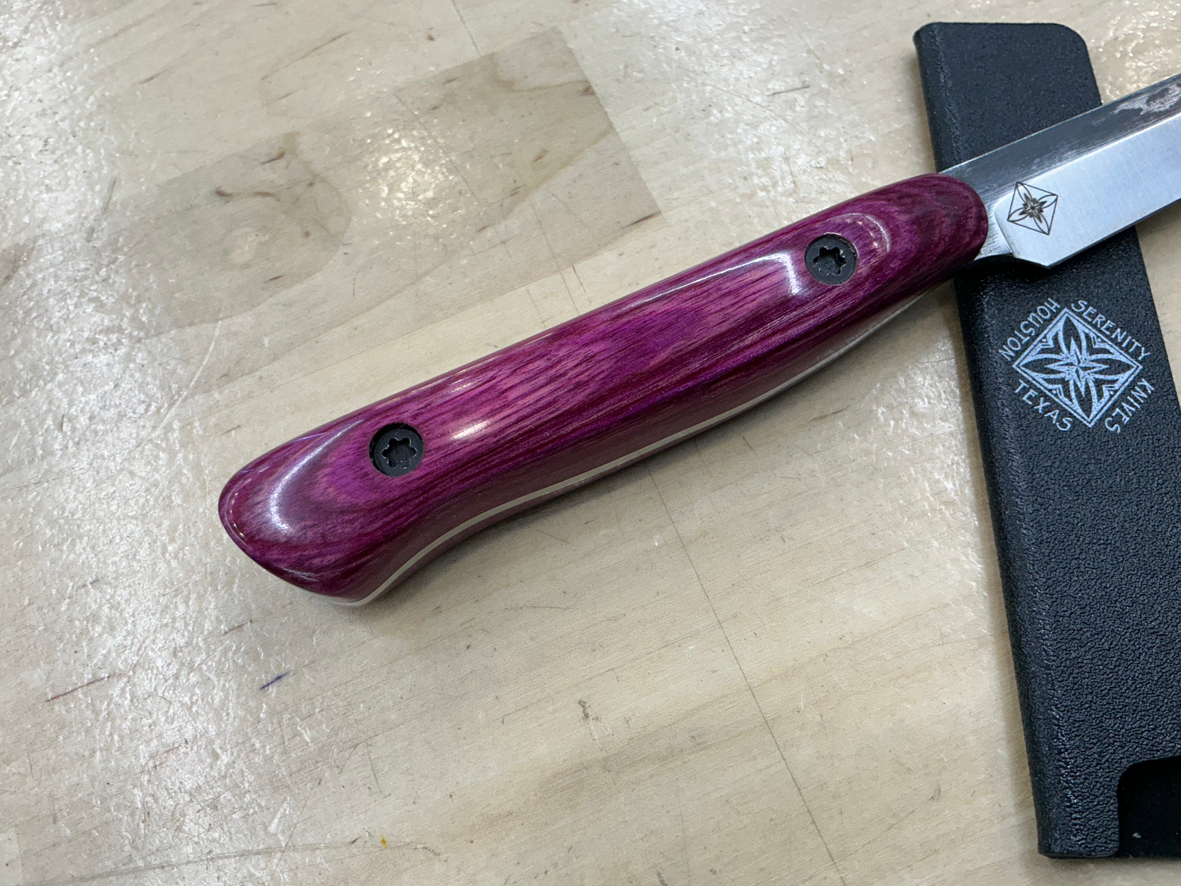 Fuschsia Short Paring Knife - CPM154 - Liberty Wood Handle