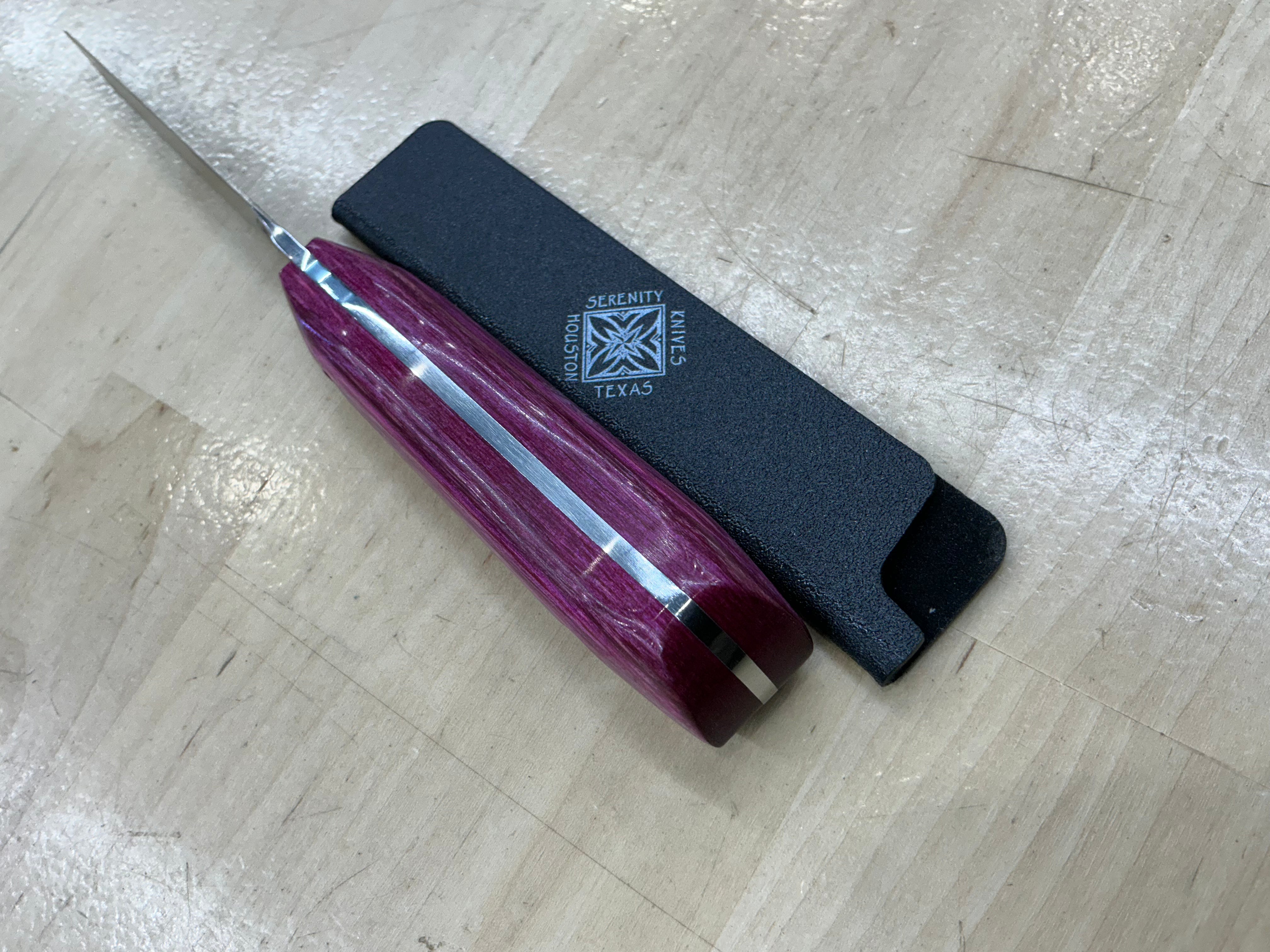 Fuschsia Short Paring Knife - CPM154 - Liberty Wood Handle