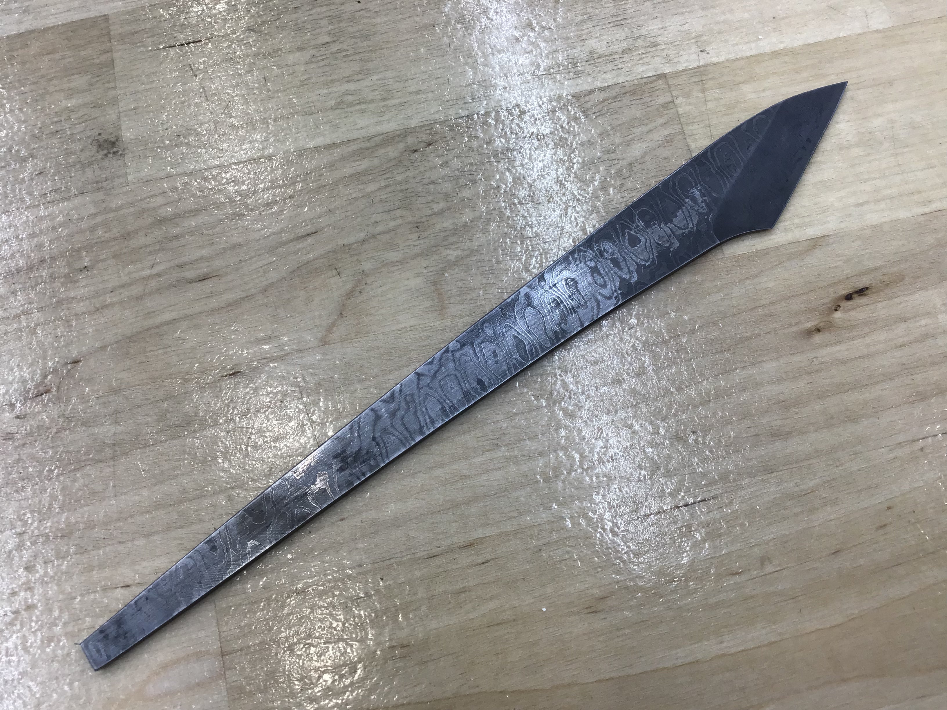 Kiridashi - Long - Slim Hitachi White #1 San Mai Damascus