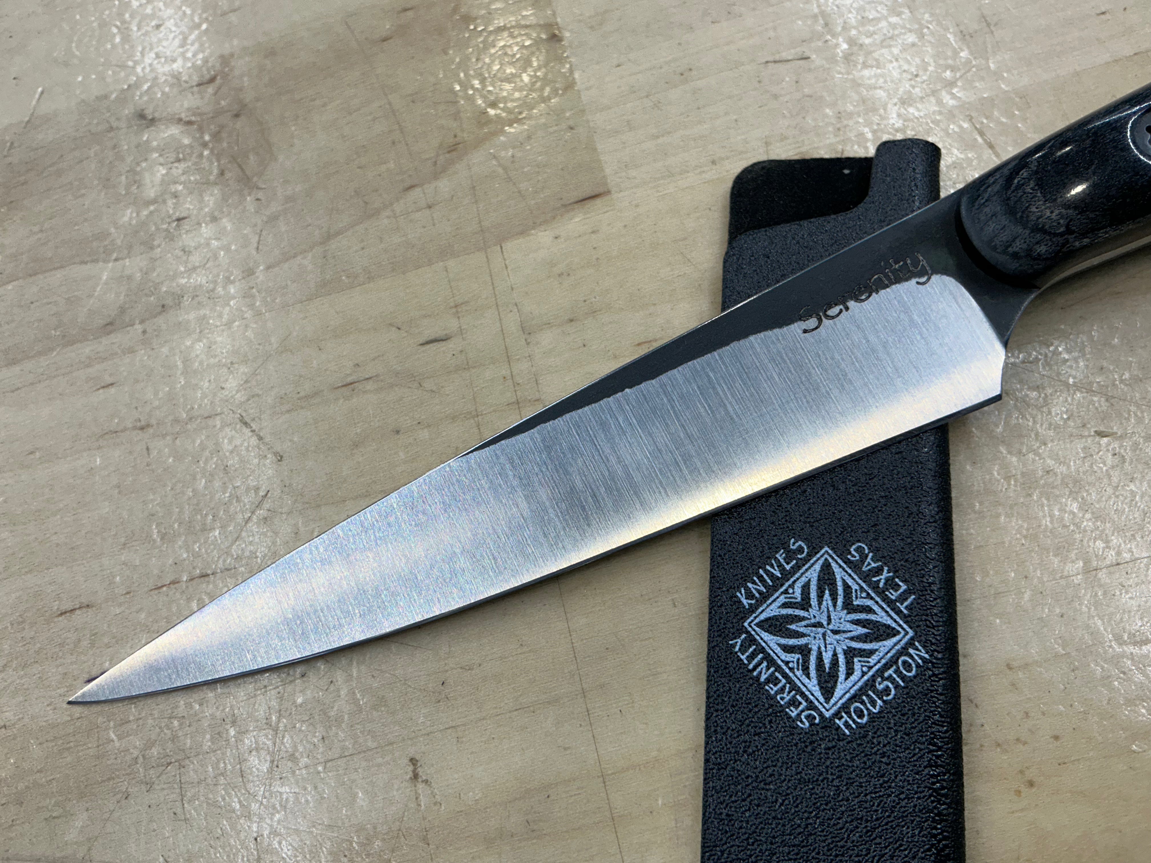 Long Charcoal Paring Knife - CPM154 - Liberty Wood Handle
