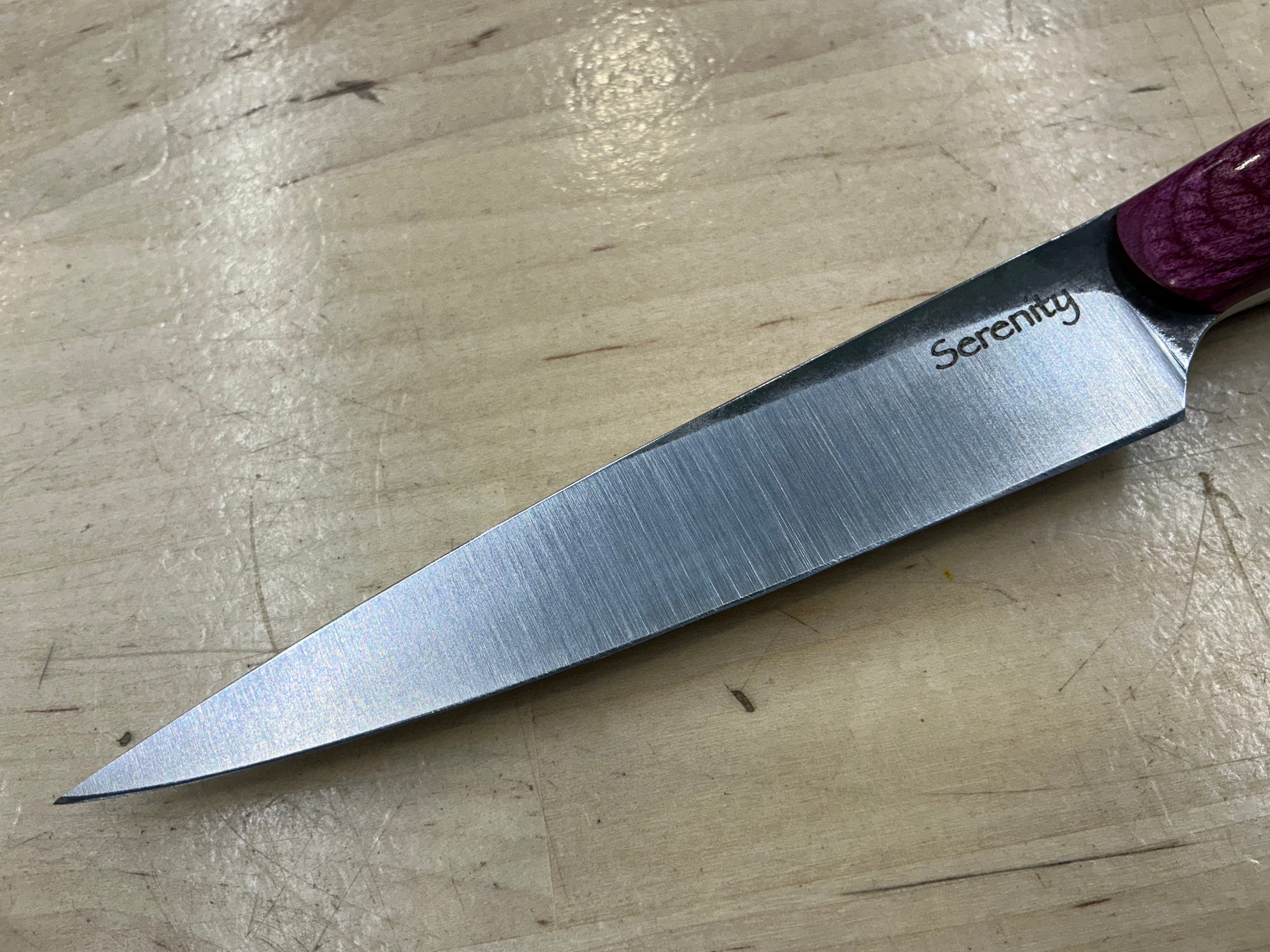 Long Fuschia Paring Knife - CPM154 - Liberty Wood Handle