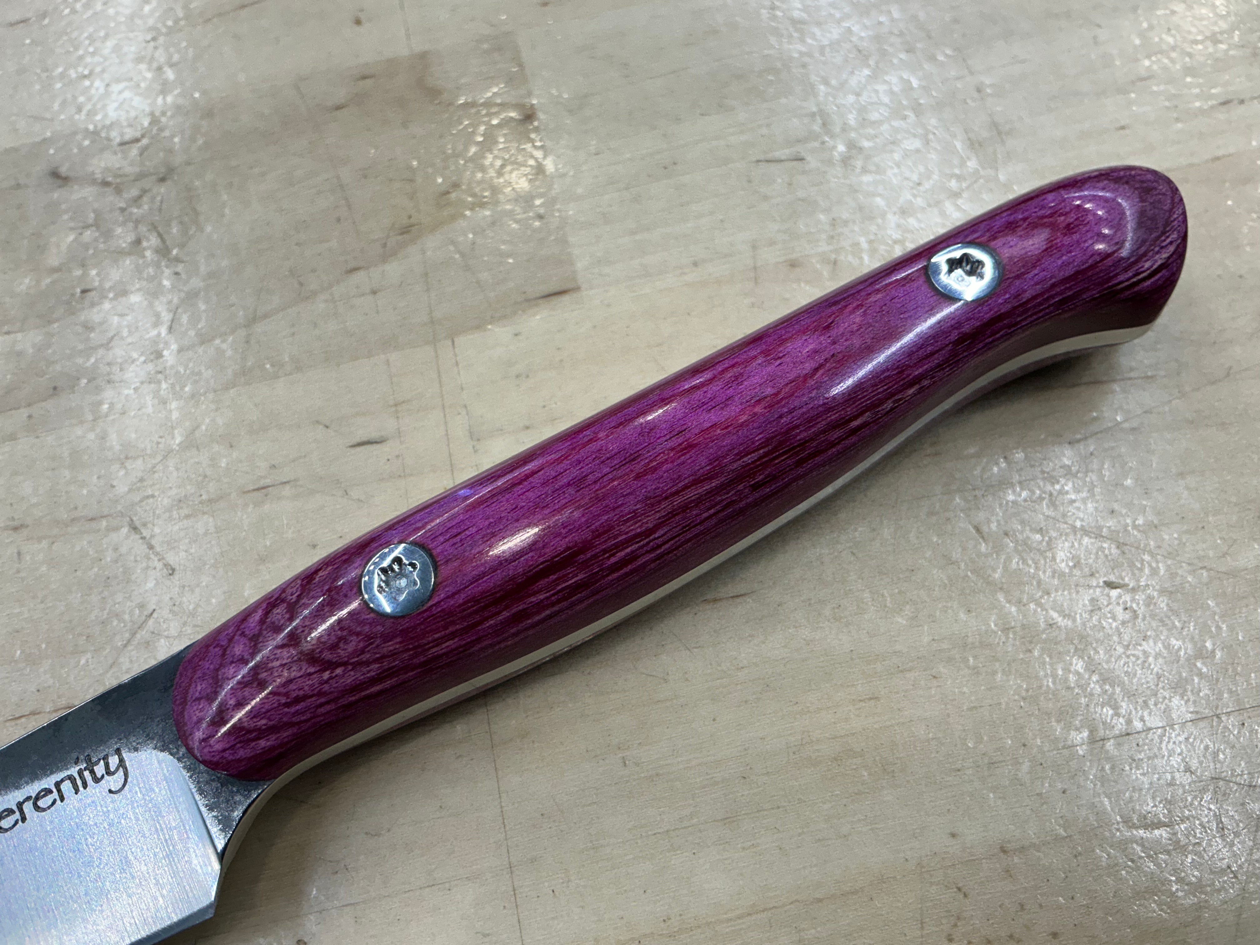Long Fuschia Paring Knife - CPM154 - Liberty Wood Handle