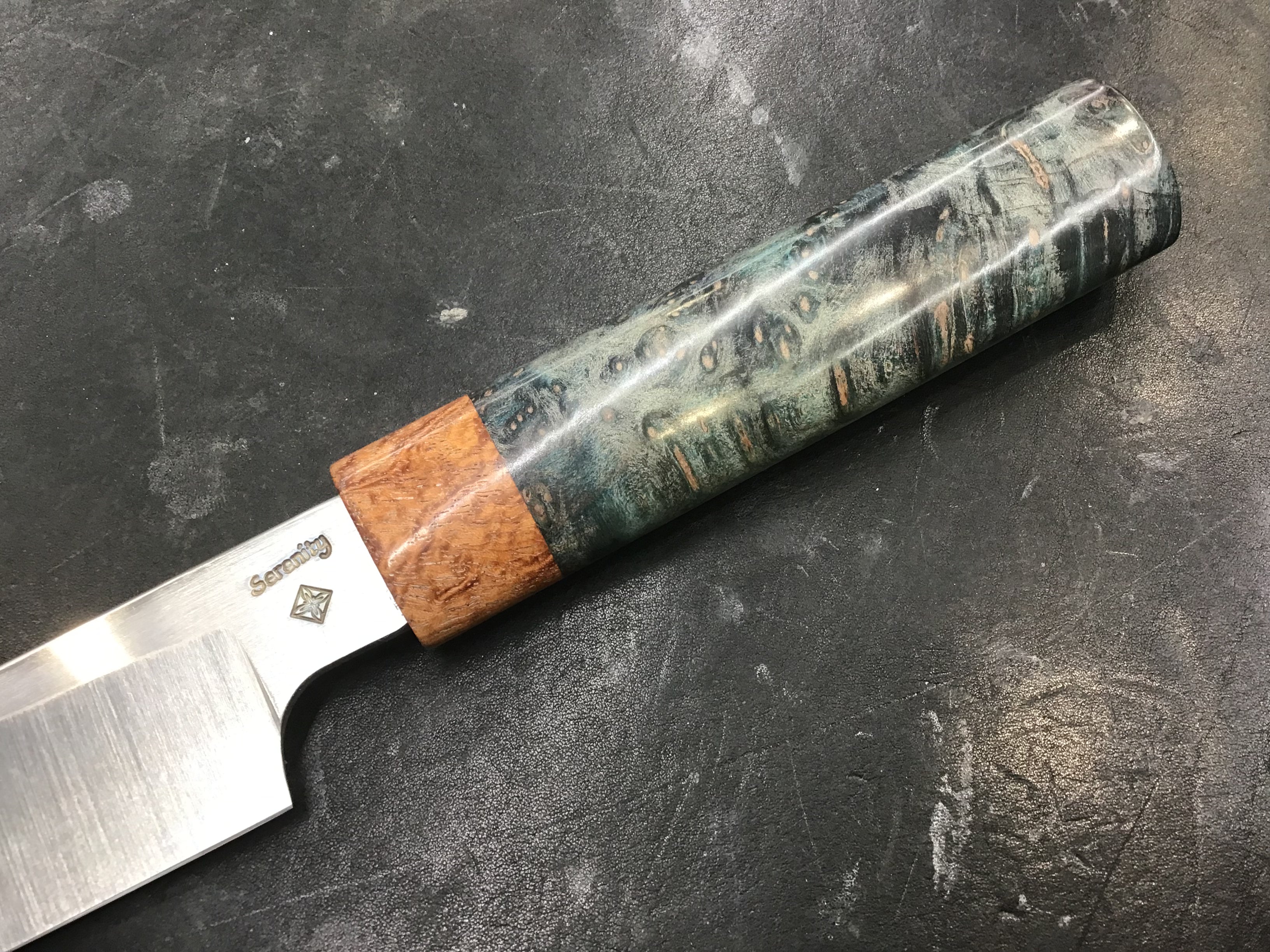 Sujihiki Slicer in CPM MagnaCut - Koa and Box Elder Burl Handle 10” (275mm)