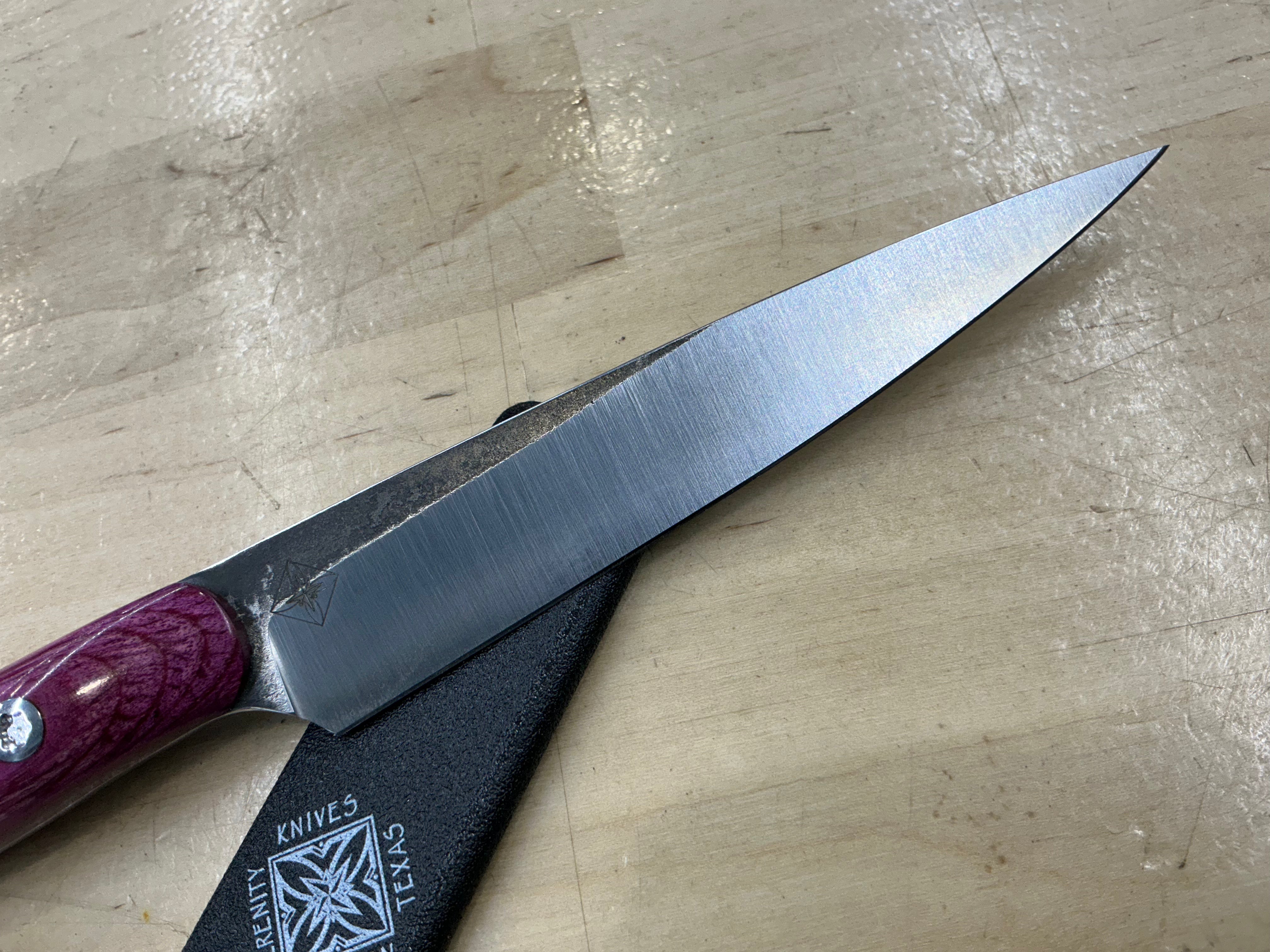 Long Fuschia Paring Knife - CPM154 - Liberty Wood Handle