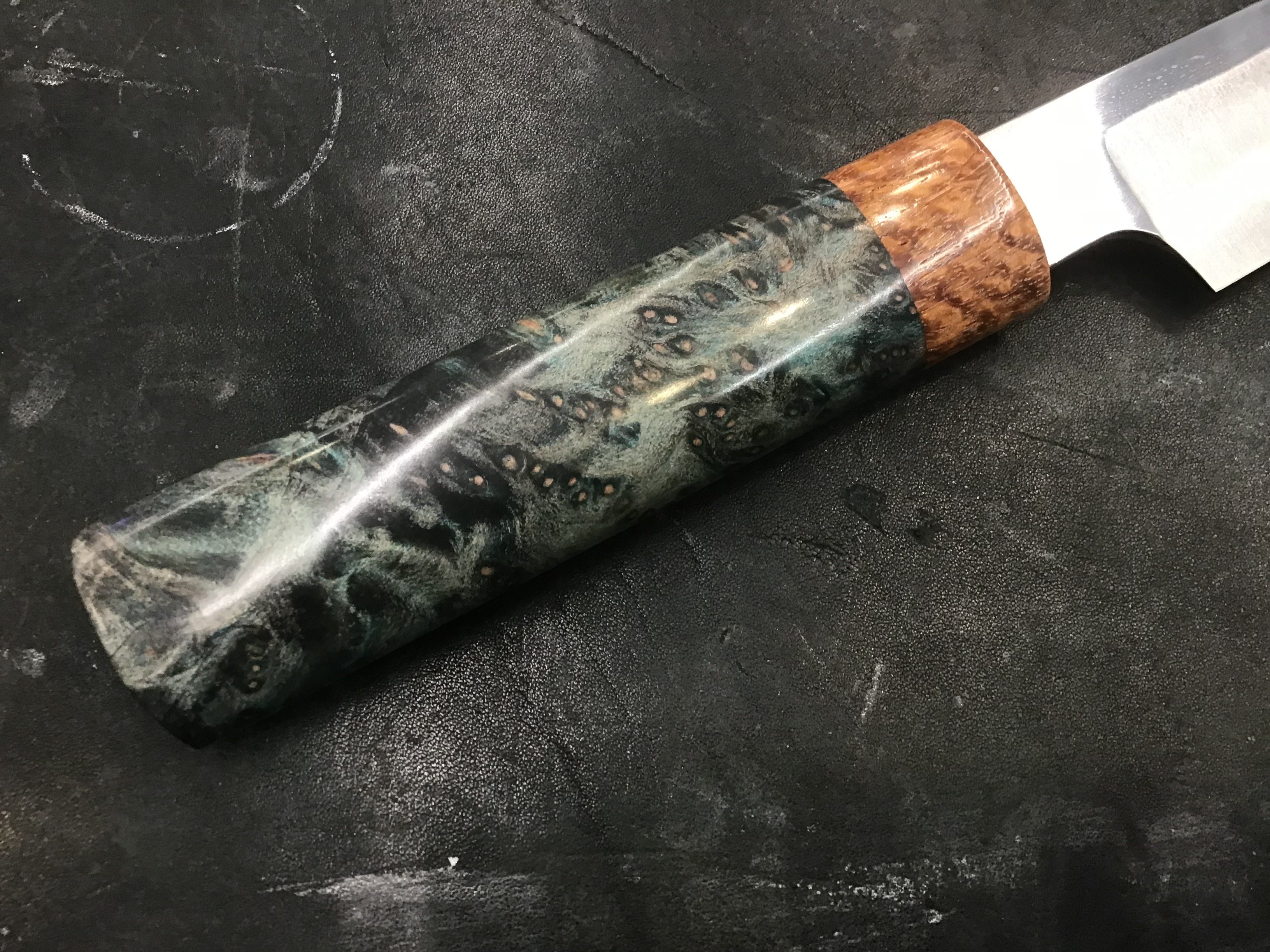 Sujihiki Slicer in CPM MagnaCut - Koa and Box Elder Burl Handle 10” (275mm)