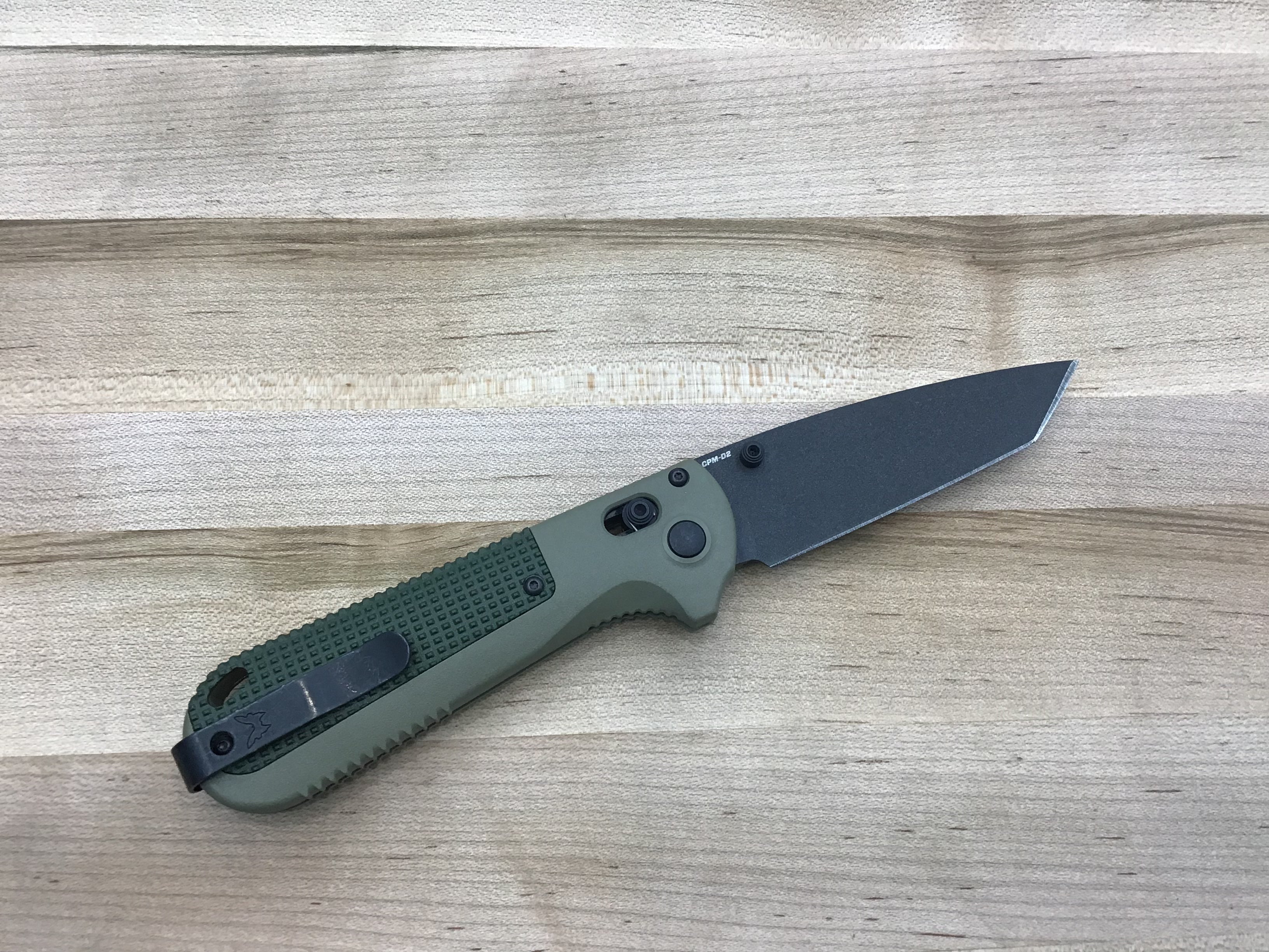 Benchmade Redoubt Tanto AXIS Lock Knife Ranger Green Grivory (3.5" Black)